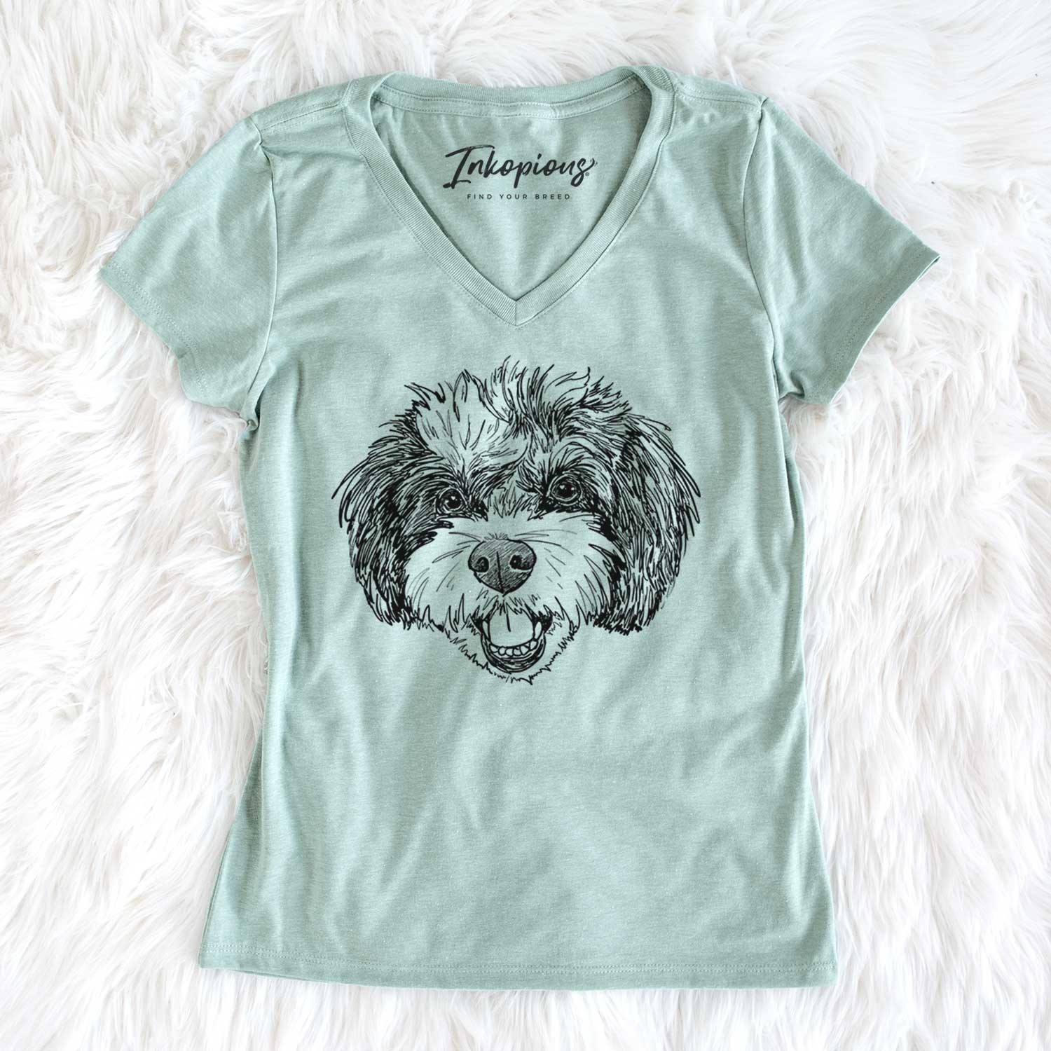 Doodled Santana Banana the Bichon Poodle - Women's V-neck Shirt