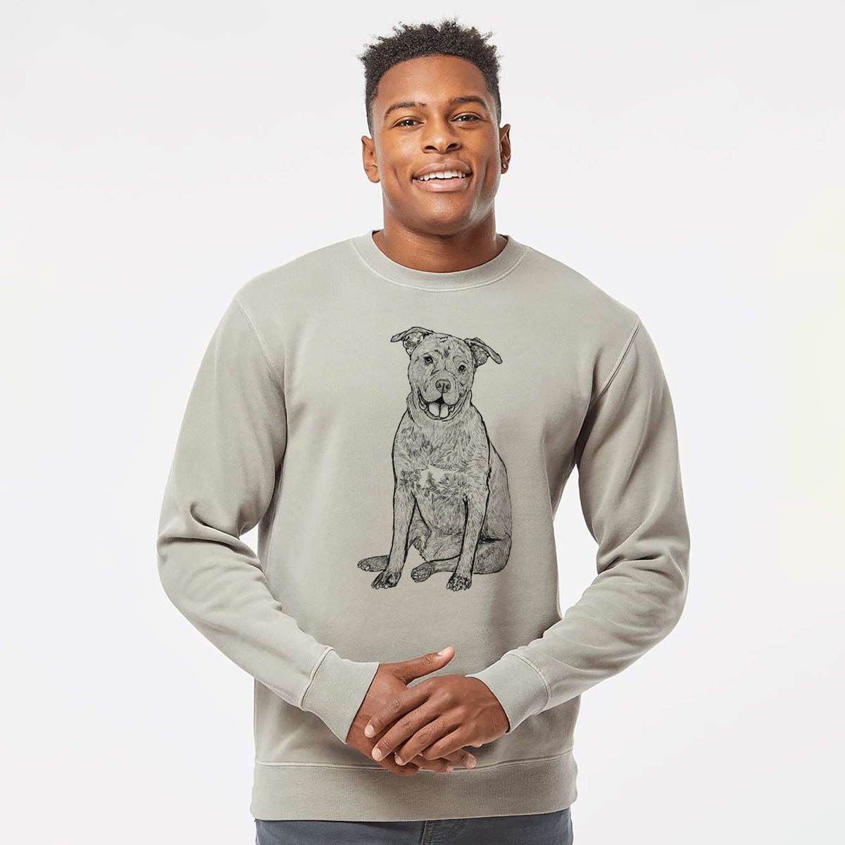 Doodled Sasha the Cane Corso - Unisex Pigment Dyed Crew Sweatshirt