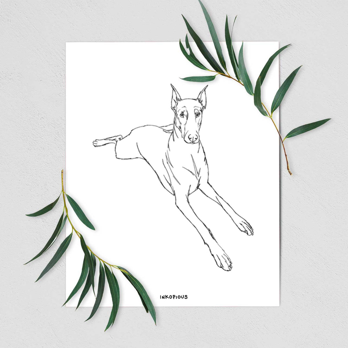 Doodled Scarlett the Doberman Pinscher Art Print