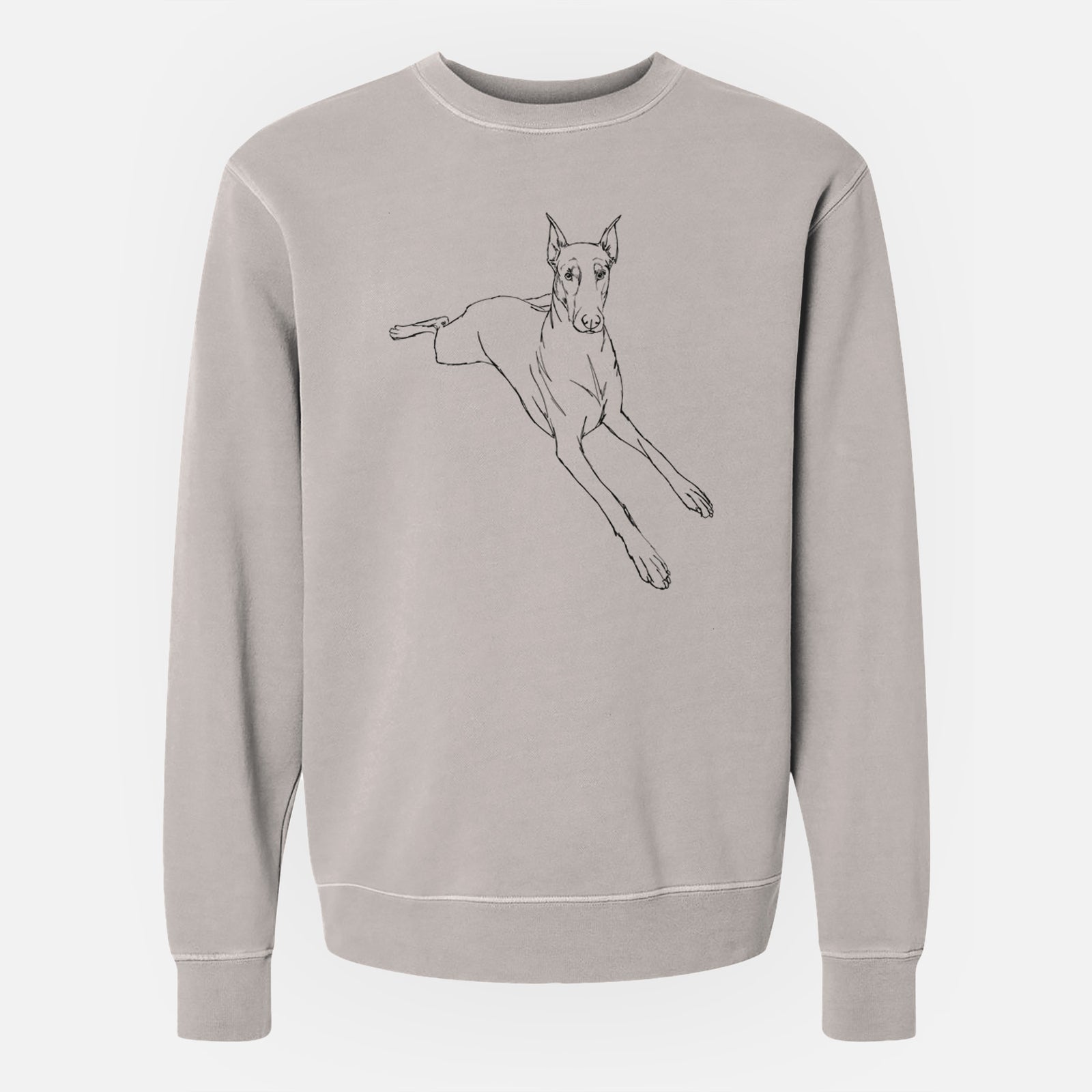 Doodled Scarlett the Doberman Pinscher - Unisex Pigment Dyed Crew Sweatshirt