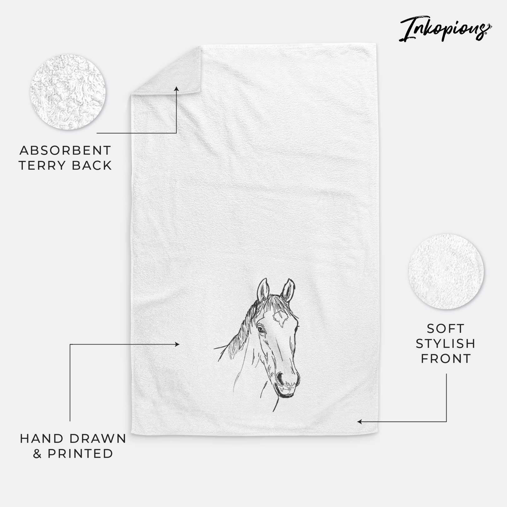 Doodled Scooby the Arabian Horse Decorative Hand Towel