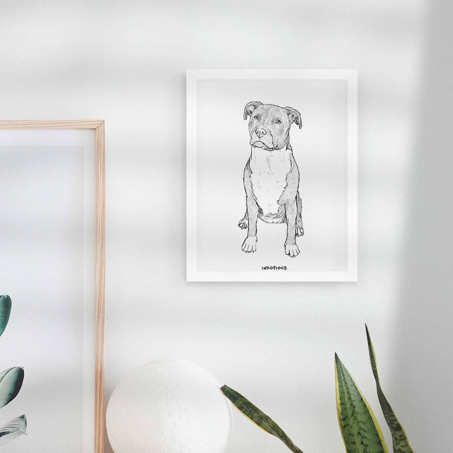 Doodled Sealy the Pitbull Art Print