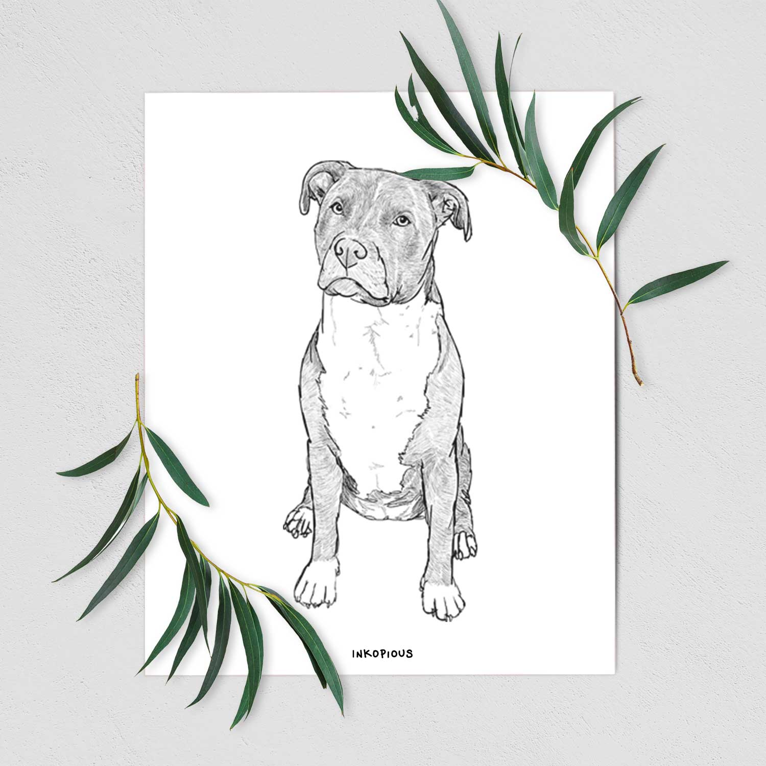 Doodled Sealy the Pitbull Art Print