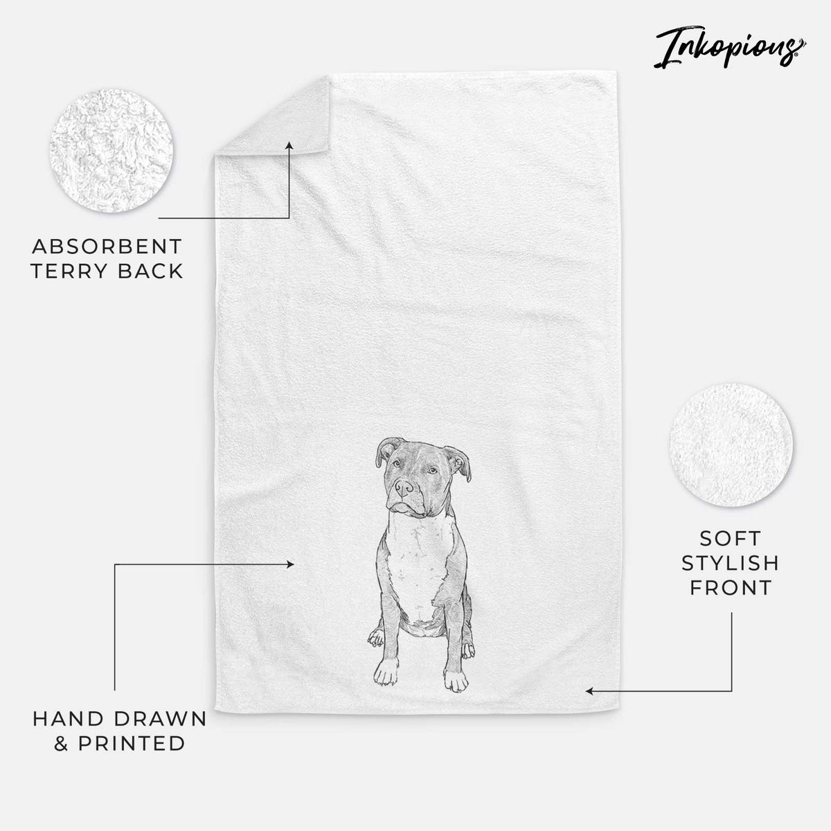 Doodled Sealy the Pitbull Decorative Hand Towel