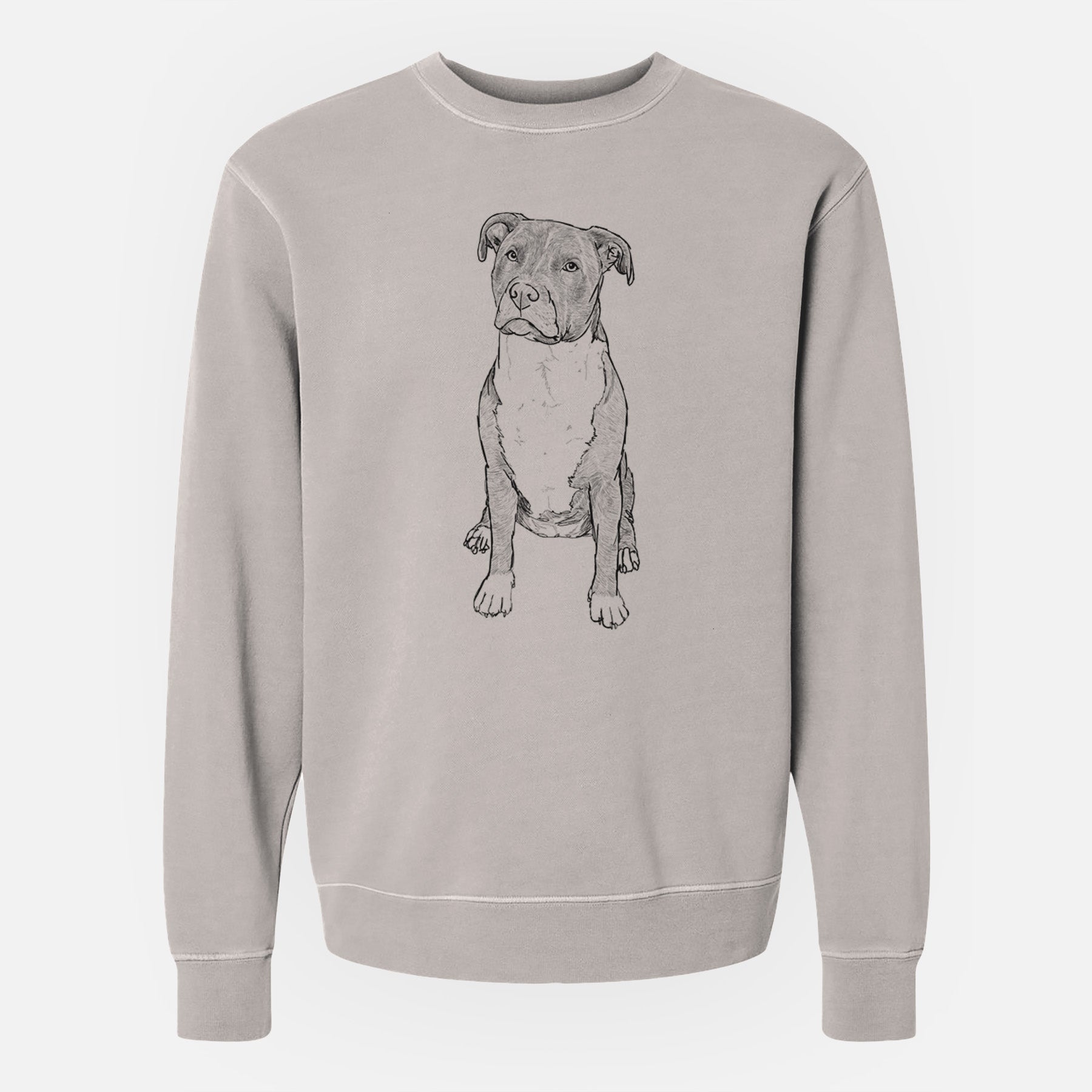 Doodled Sealy the Pitbull - Unisex Pigment Dyed Crew Sweatshirt