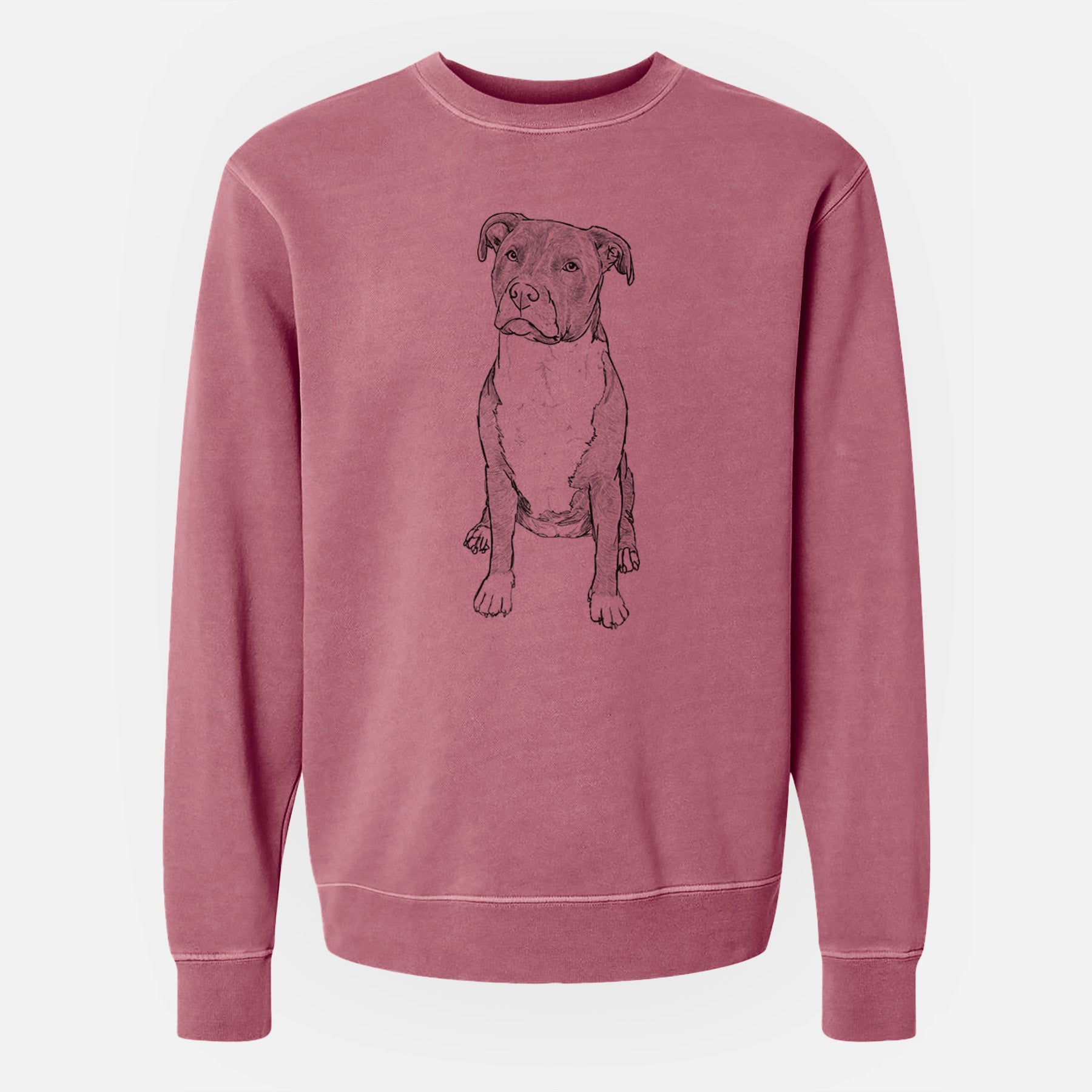 Doodled Sealy the Pitbull - Unisex Pigment Dyed Crew Sweatshirt