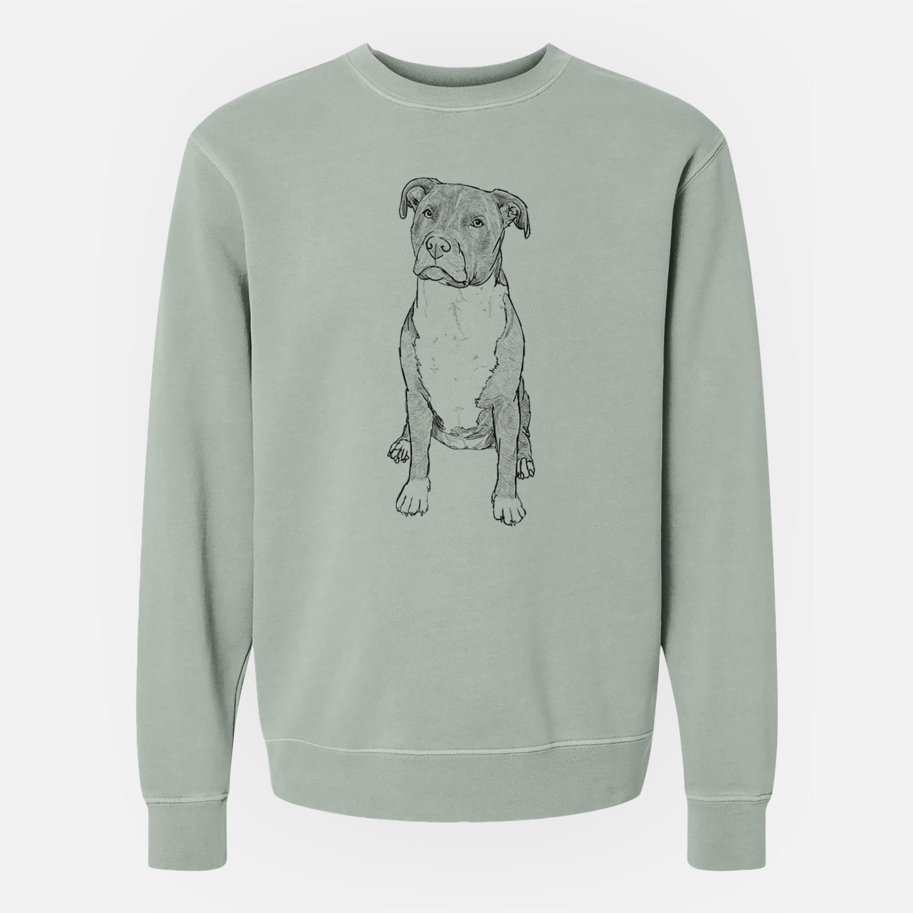 Doodled Sealy the Pitbull - Unisex Pigment Dyed Crew Sweatshirt