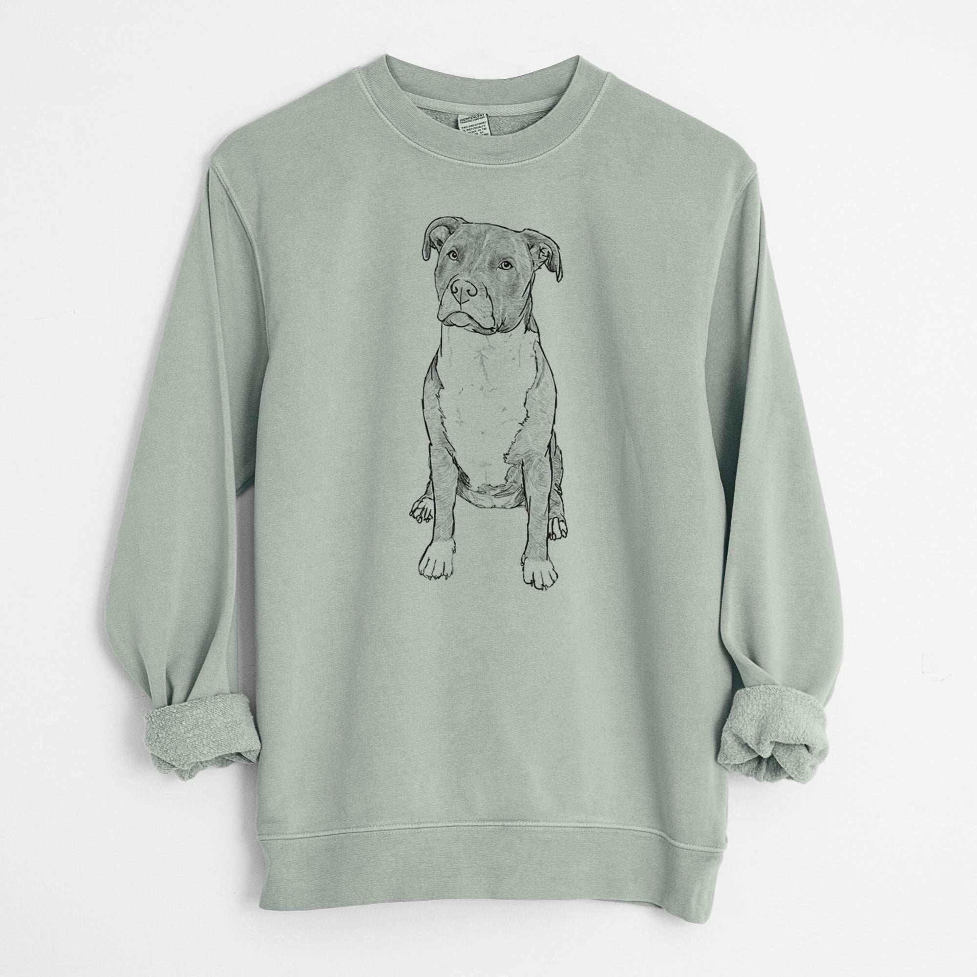 Doodled Sealy the Pitbull - Unisex Pigment Dyed Crew Sweatshirt