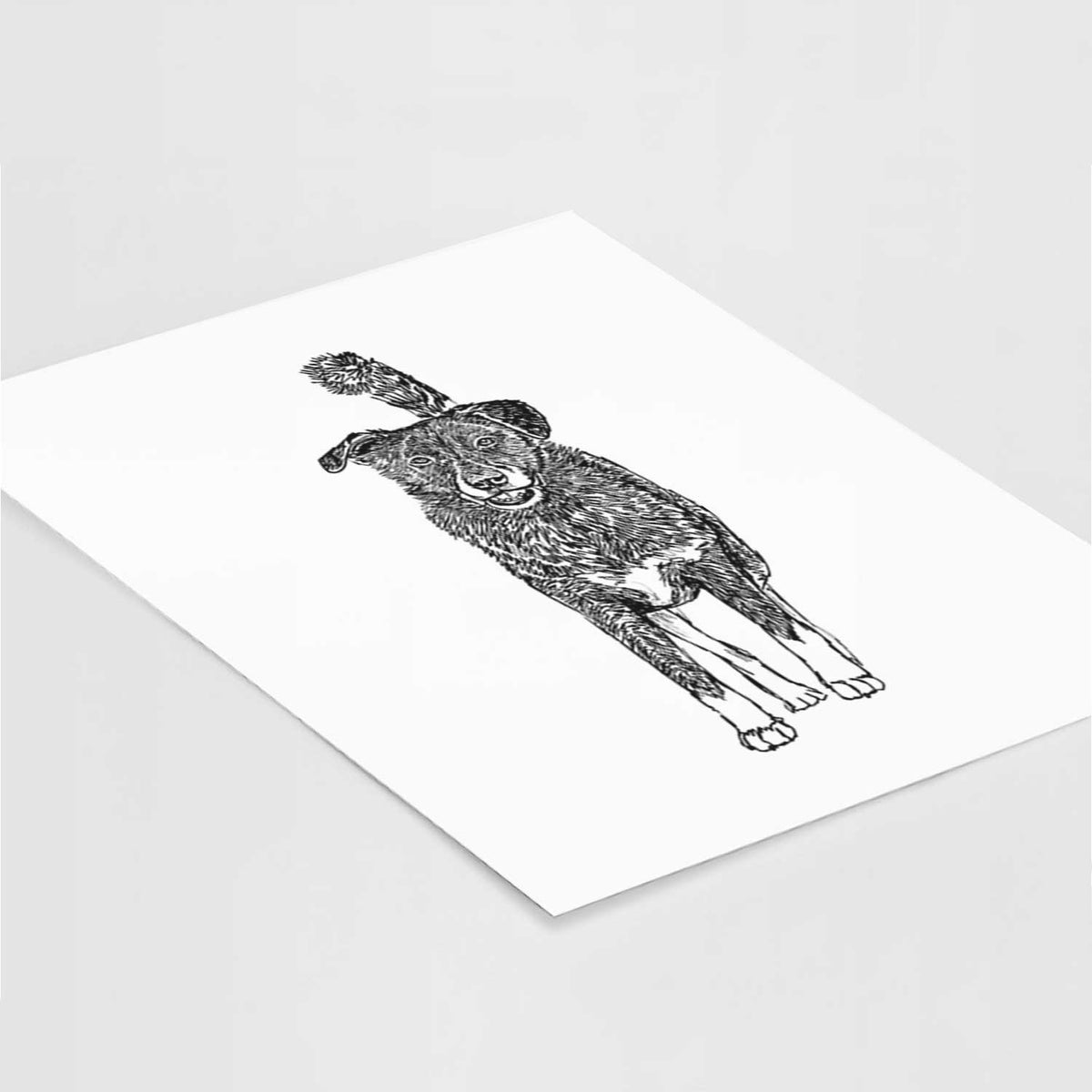 Doodled Shadow the Border Collie Mix Art Print
