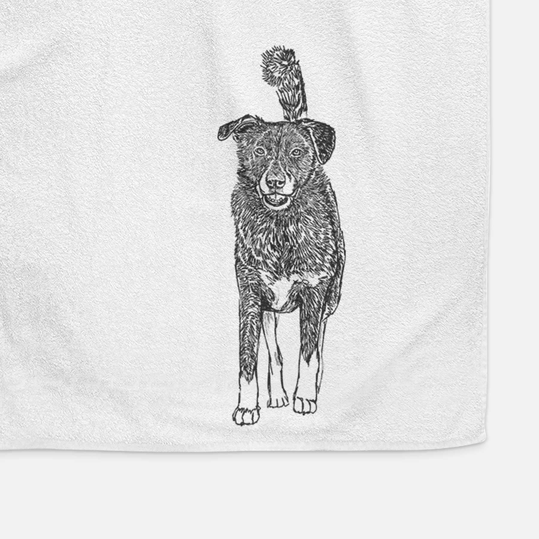 Doodled Shadow the Border Collie Mix Decorative Hand Towel