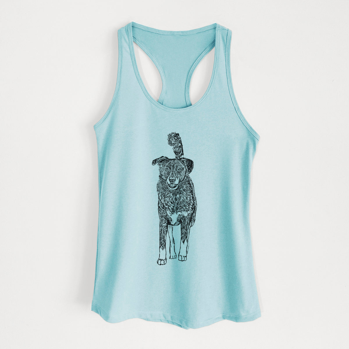 Doodled Shadow the Border Collie Mix - Women&#39;s Racerback Tanktop