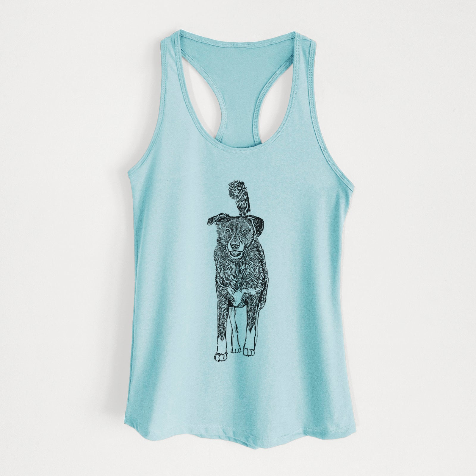 Doodled Shadow the Border Collie Mix - Women's Racerback Tanktop