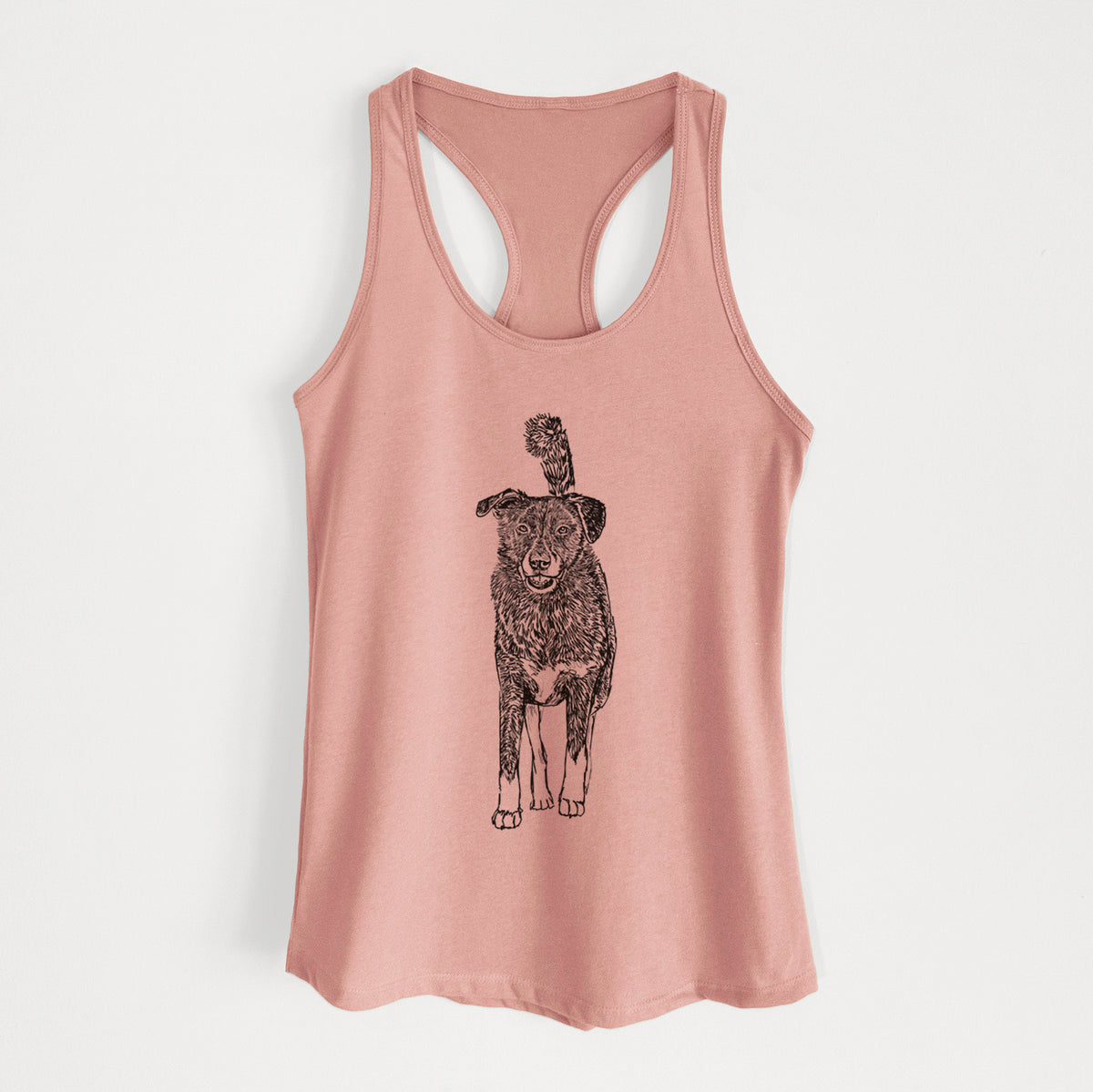 Doodled Shadow the Border Collie Mix - Women's Racerback Tanktop