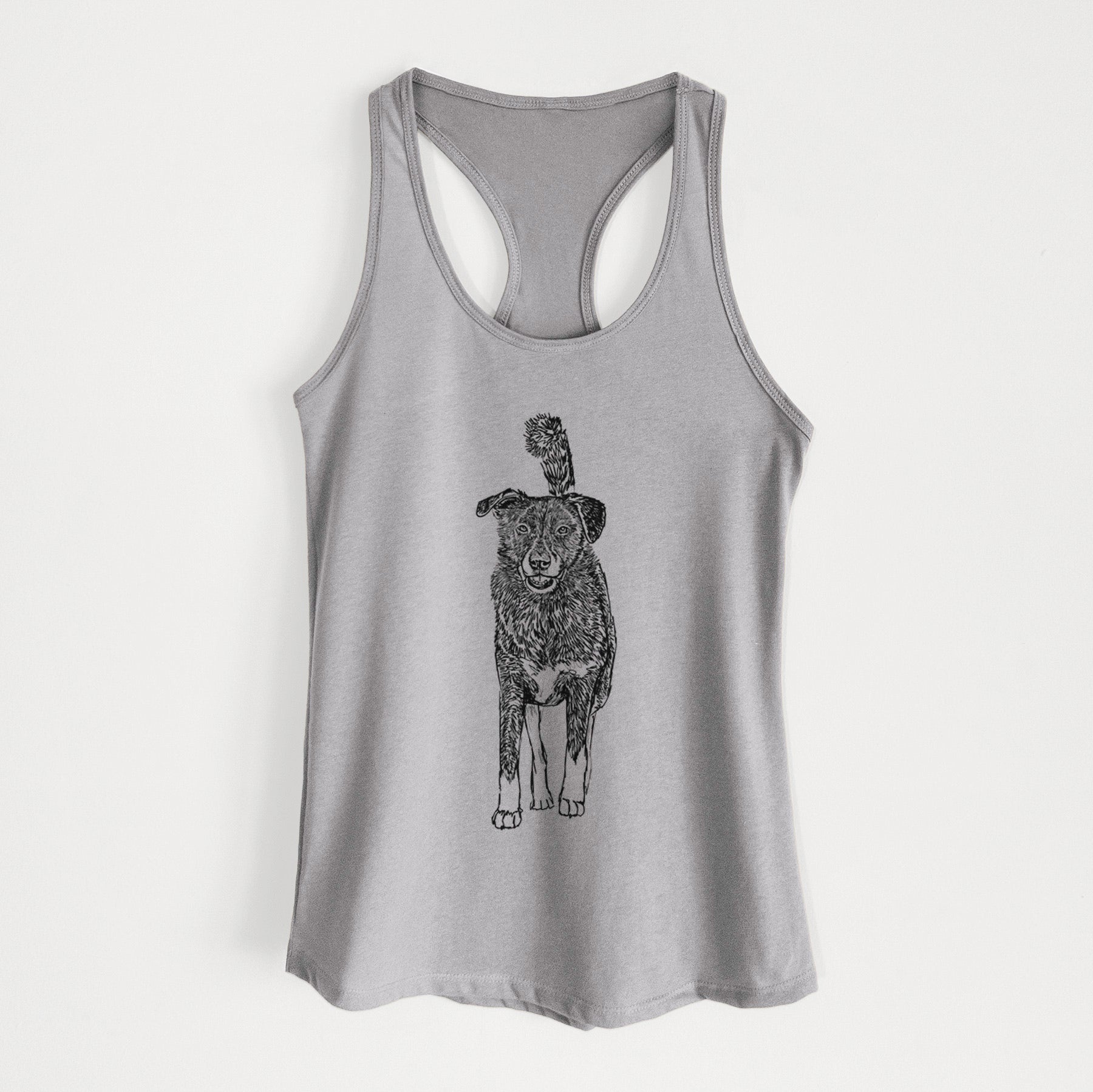 Doodled Shadow the Border Collie Mix - Women's Racerback Tanktop