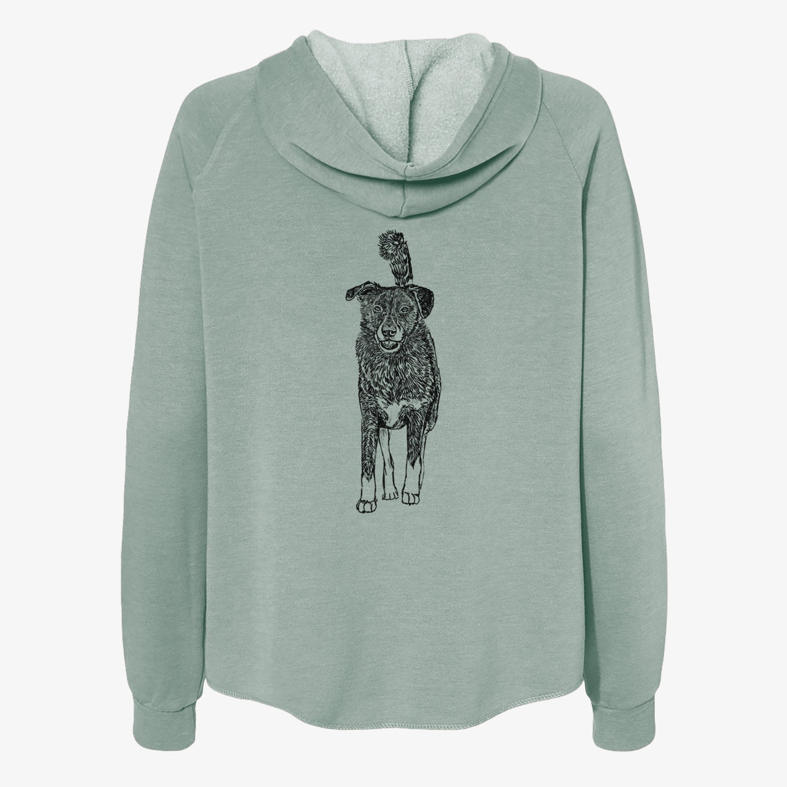 Doodled Shadow the Border Collie Mix - Women's Cali Wave Zip-Up Sweatshirt