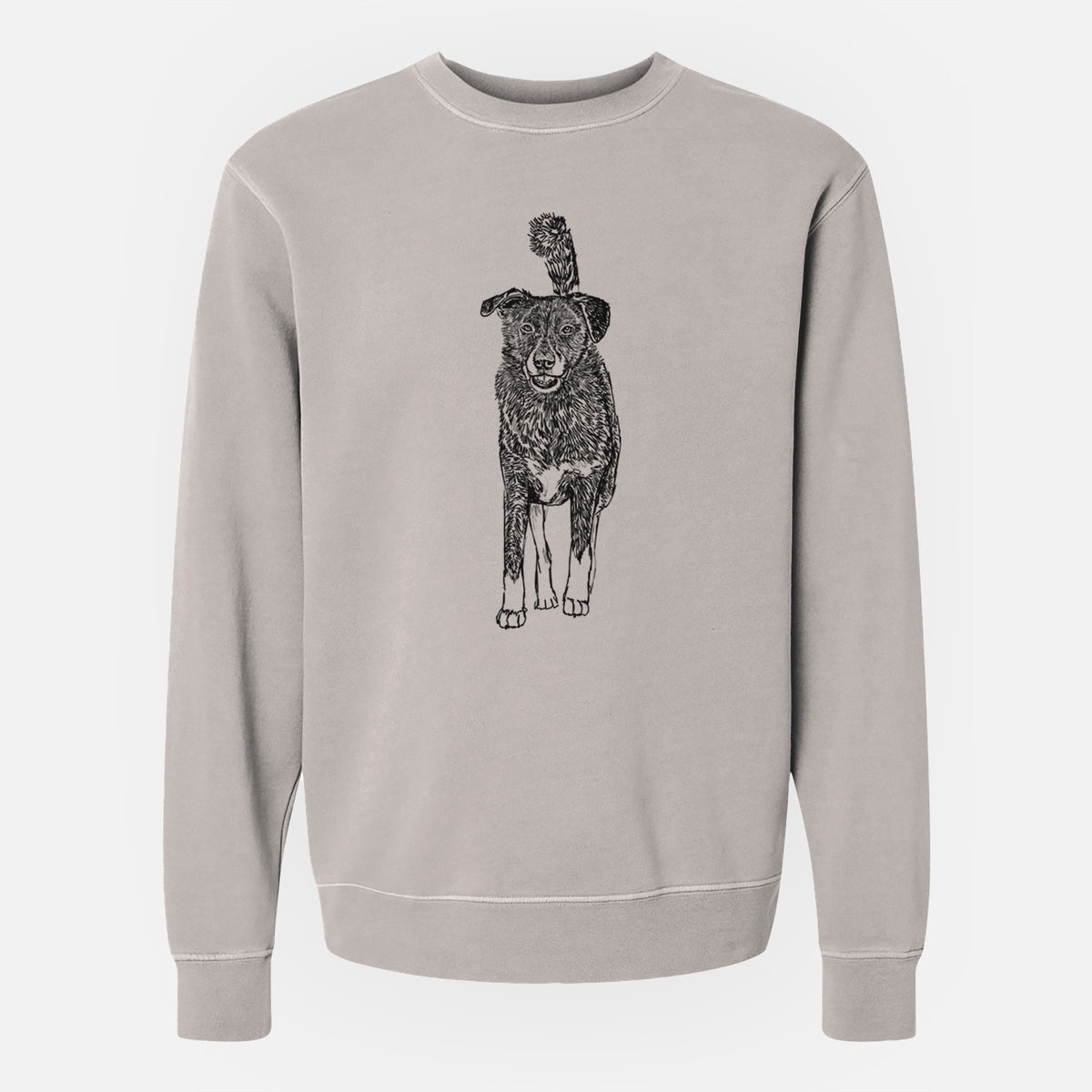 Doodled Shadow the Border Collie Mix - Unisex Pigment Dyed Crew Sweatshirt