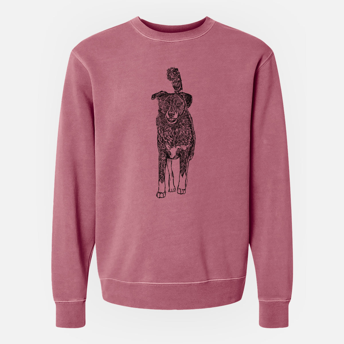 Doodled Shadow the Border Collie Mix - Unisex Pigment Dyed Crew Sweatshirt