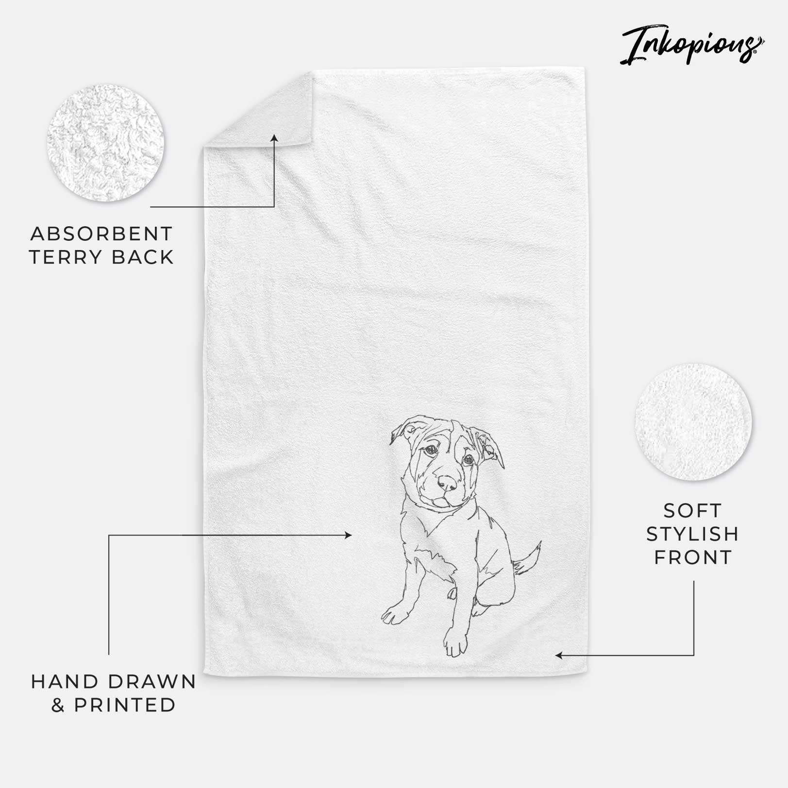 Doodled Shar Pei Puppy Decorative Hand Towel