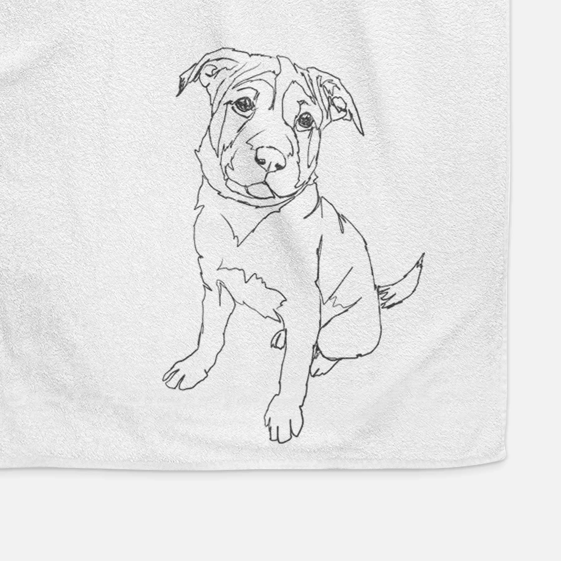 Doodled Shar Pei Puppy Decorative Hand Towel