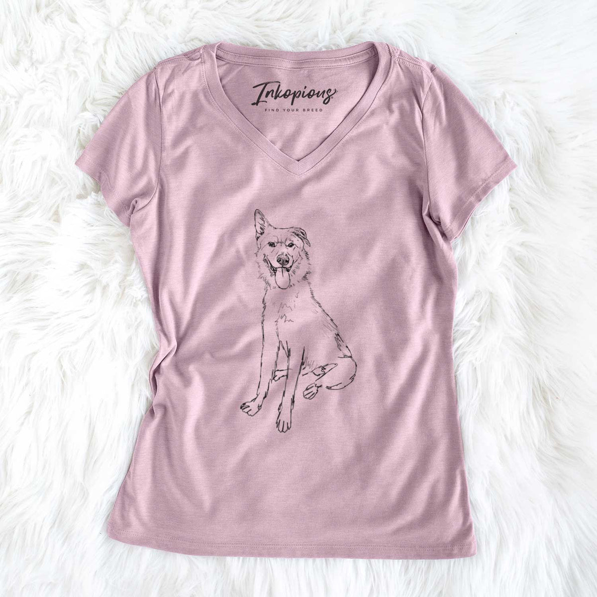 Doodled Shepard the Mixed Breed - Women's V-neck Shirt