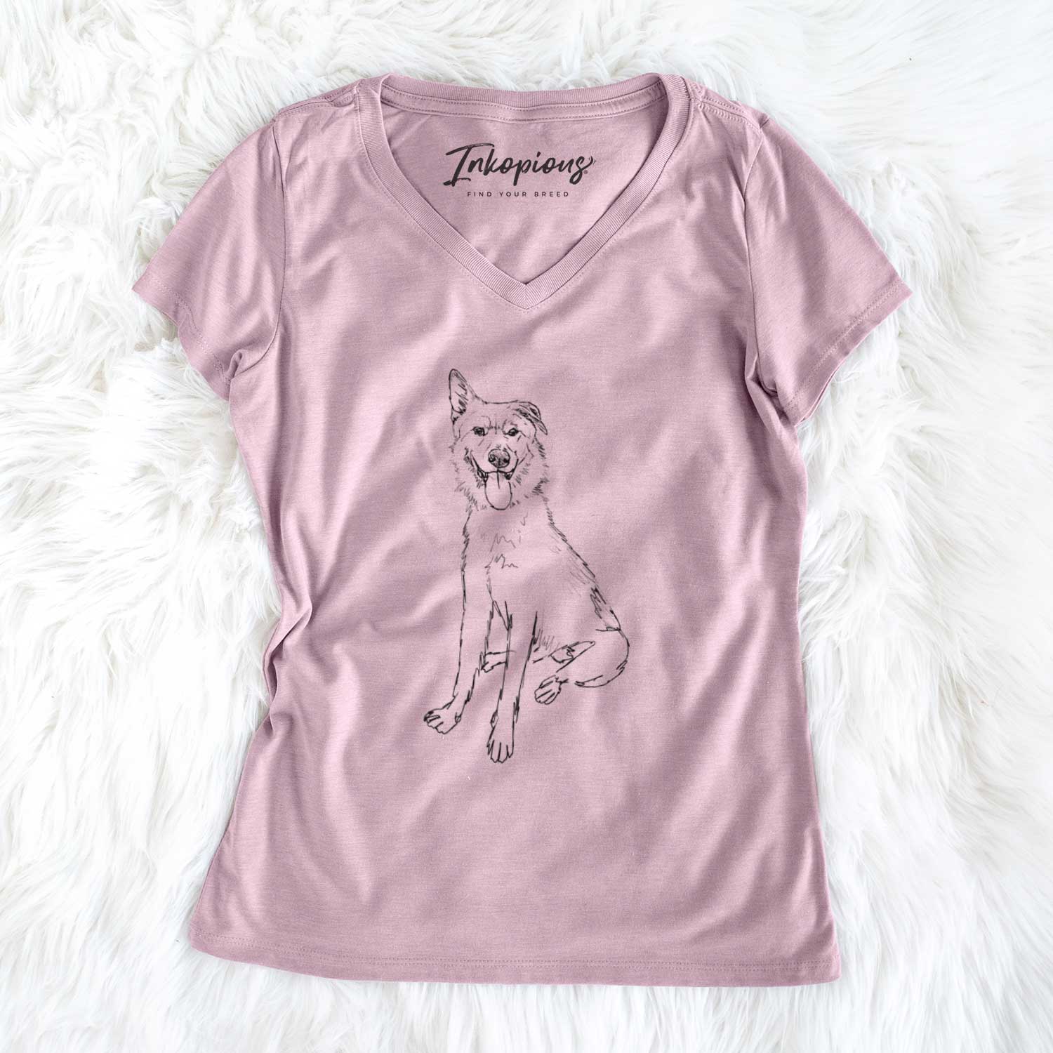 Doodled Shepard the Mixed Breed - Women's V-neck Shirt