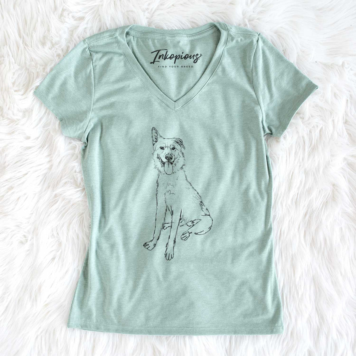Doodled Shepard the Mixed Breed - Women's V-neck Shirt