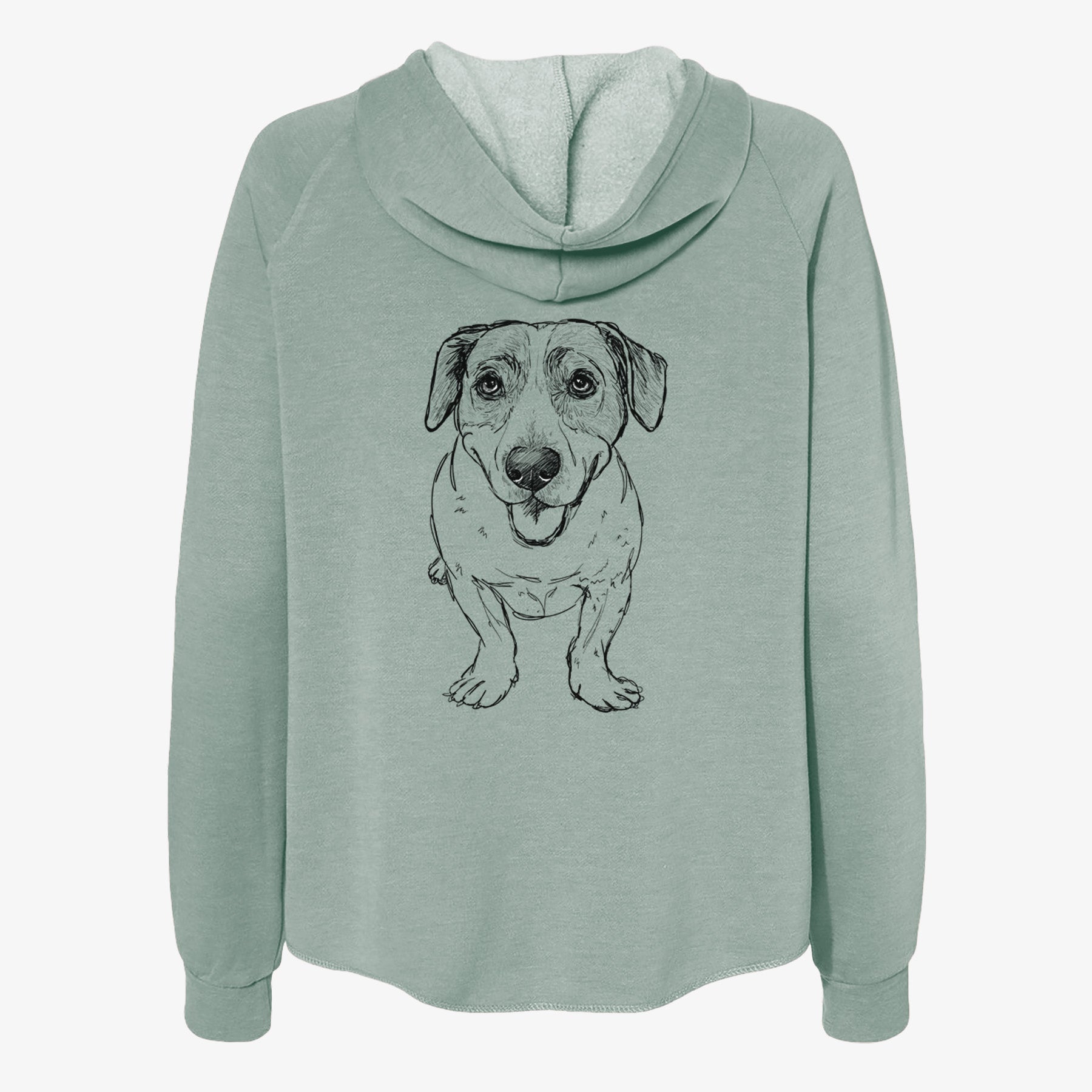 Doodled Sherlock the Mixed Breed - Women's Cali Wave Zip-Up Sweatshirt