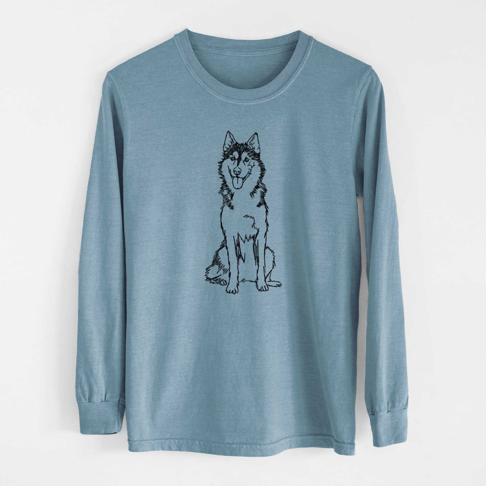 Doodled Siberian Husky - Heavyweight 100% Cotton Long Sleeve