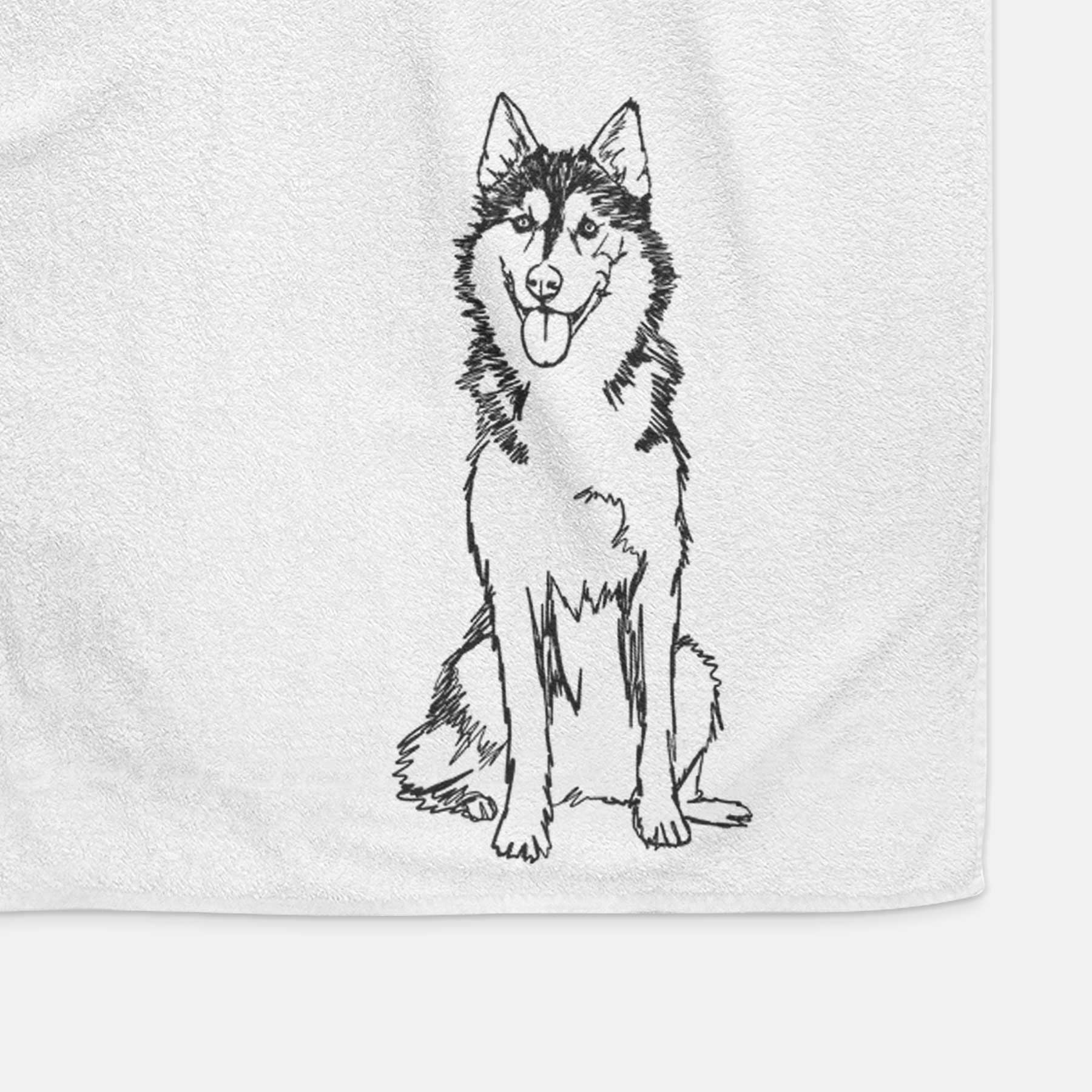 Doodled Siberian Husky Decorative Hand Towel