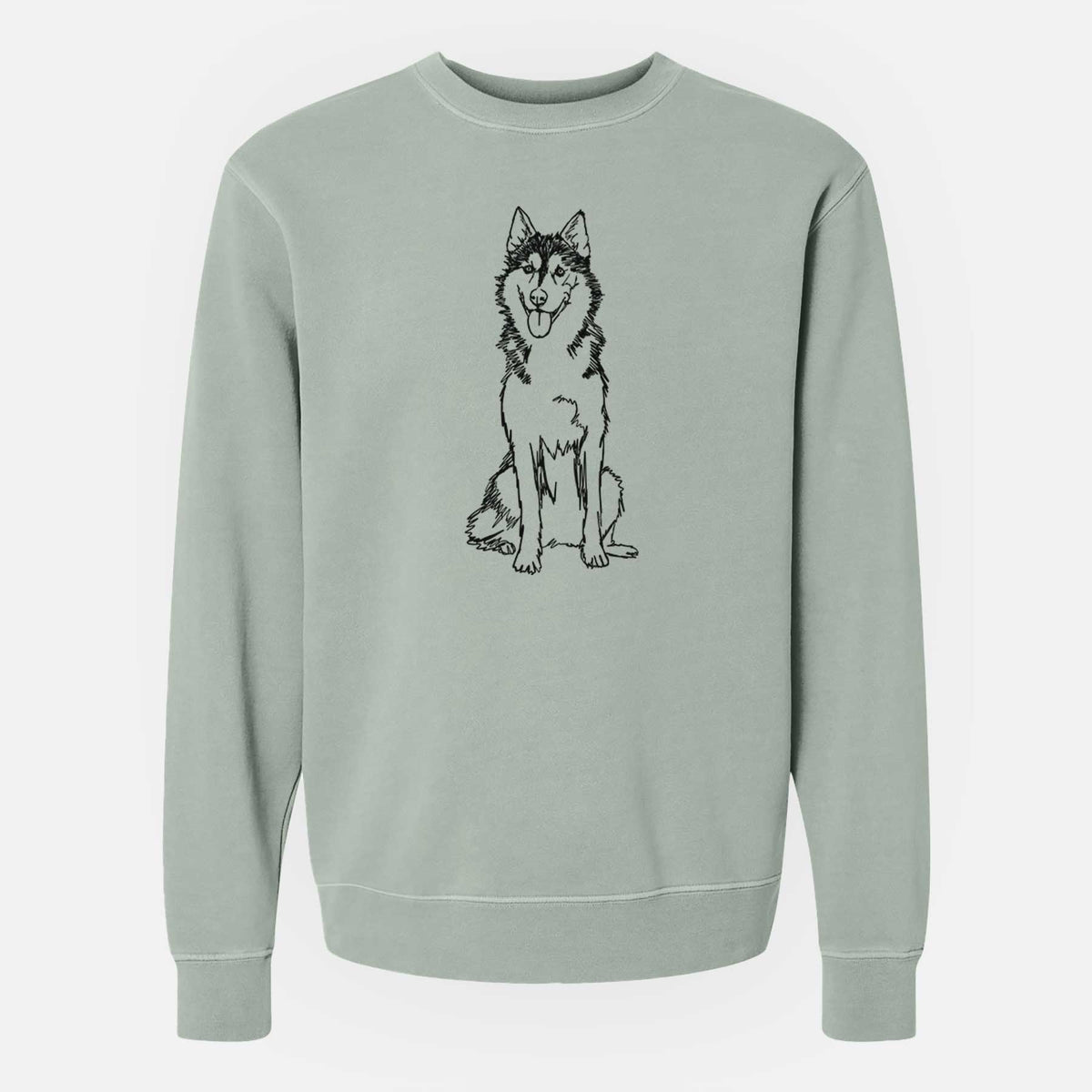 Doodled Siberian Husky the  - Unisex Pigment Dyed Crew Sweatshirt