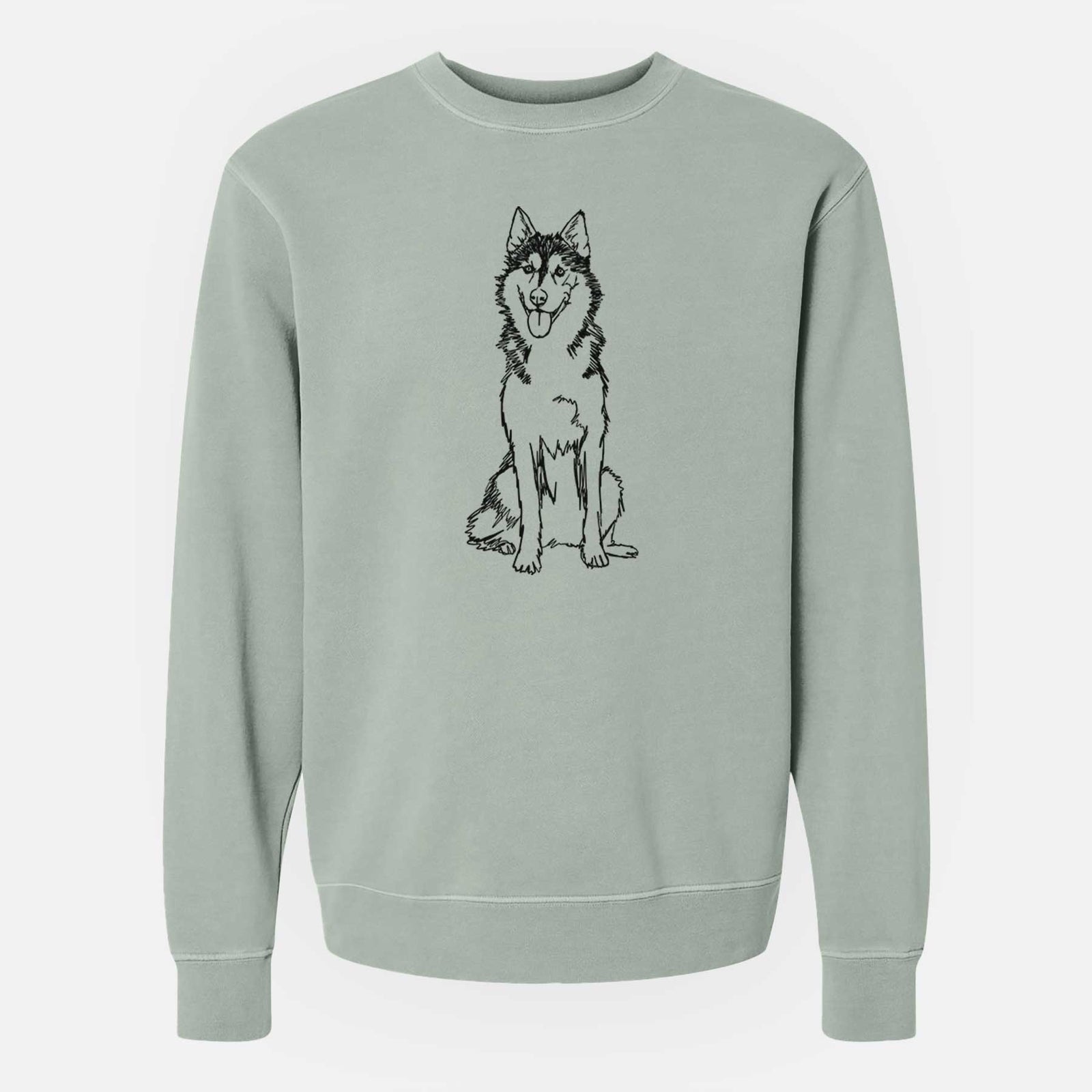 Doodled Siberian Husky the  - Unisex Pigment Dyed Crew Sweatshirt