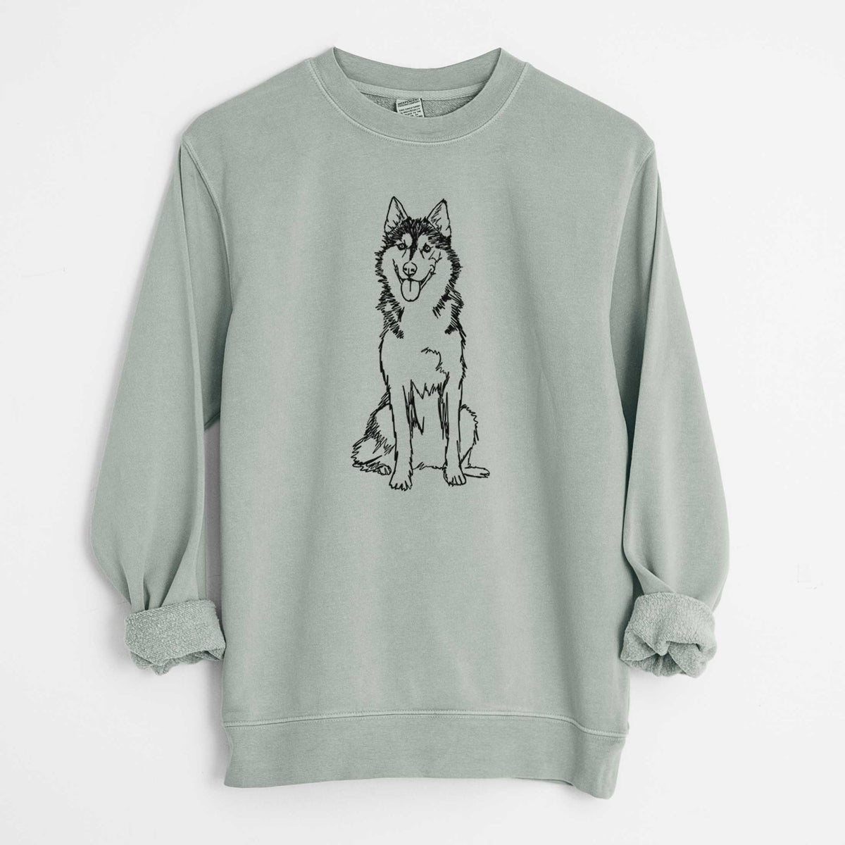 Doodled Siberian Husky the  - Unisex Pigment Dyed Crew Sweatshirt
