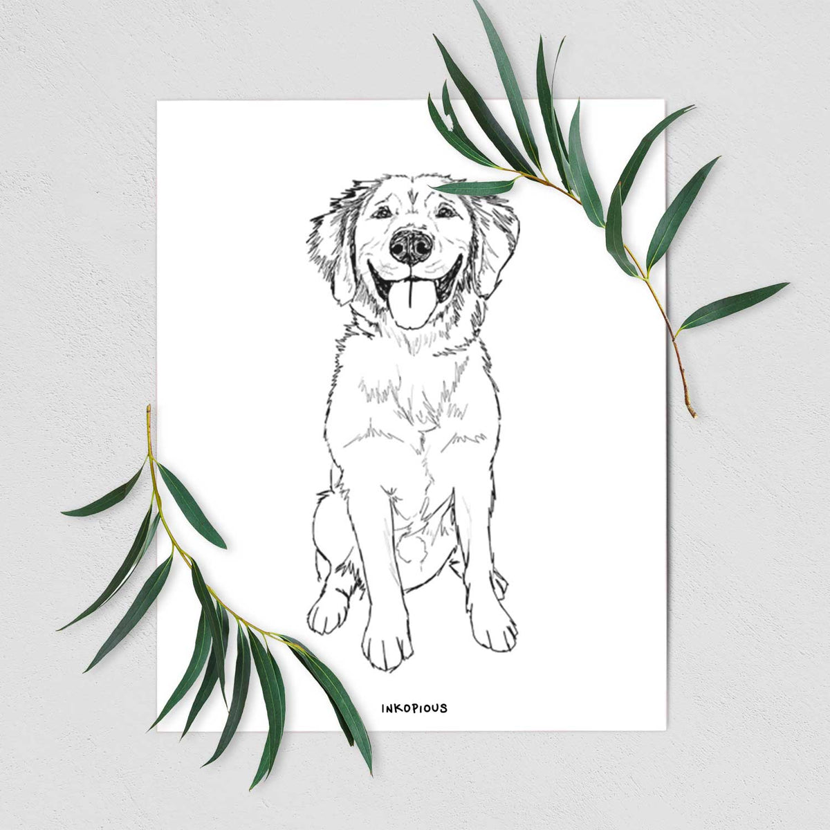 Doodled Simba the Golden Retriever Art Print
