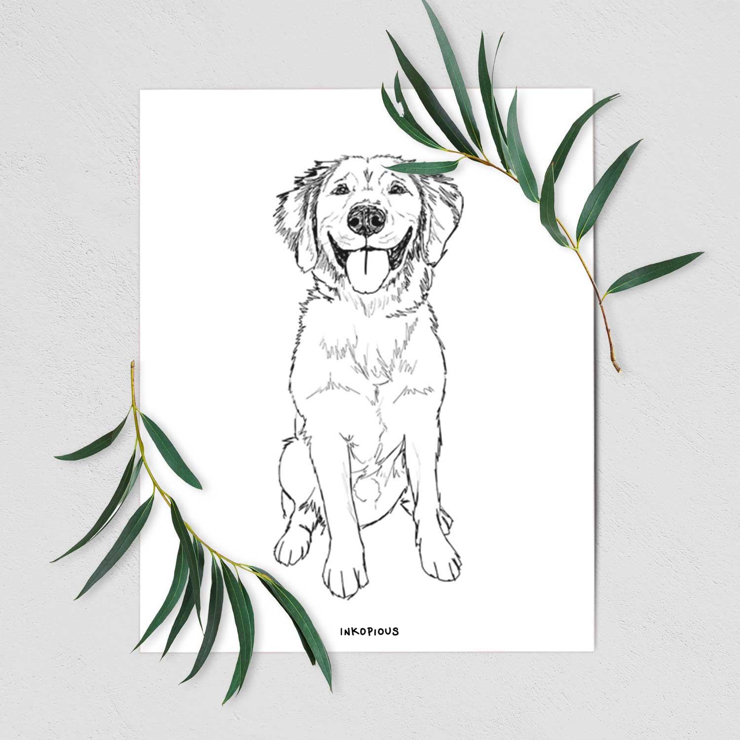 Doodled Simba the Golden Retriever Art Print