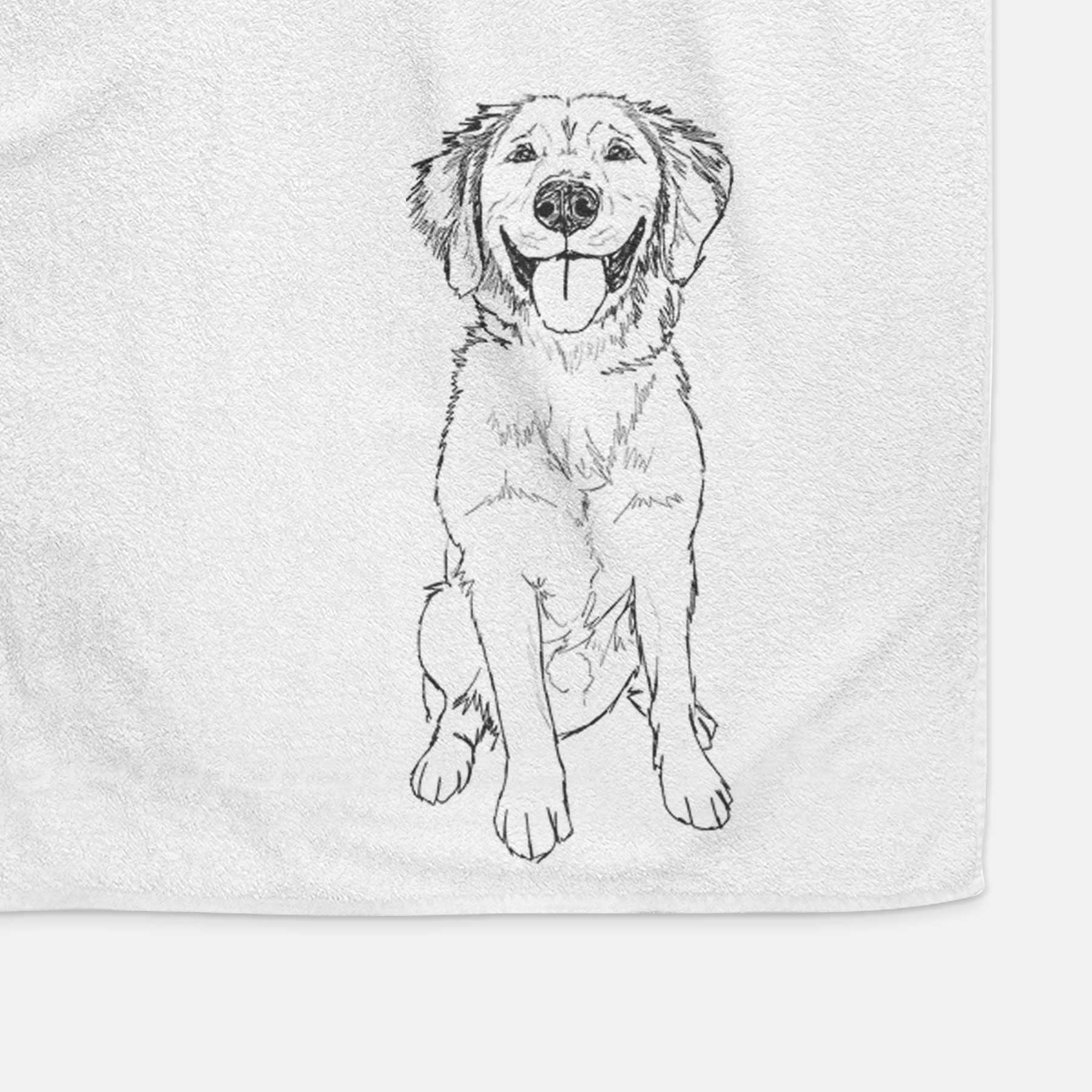 Doodled Simba the Golden Retriever Decorative Hand Towel