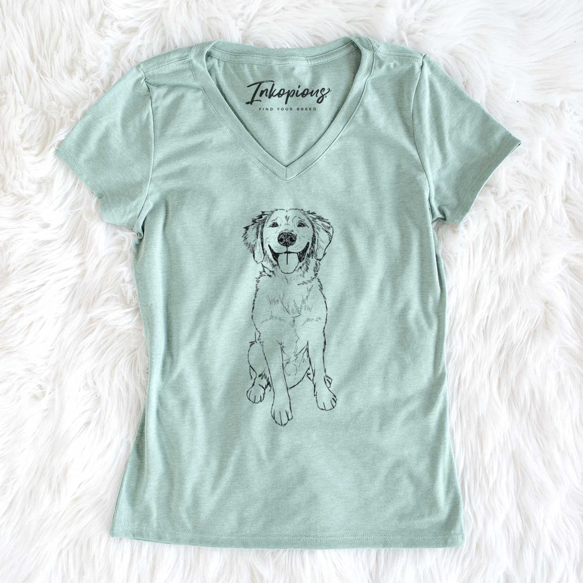 Doodled Simba the Golden Retriever - Women&#39;s V-neck Shirt