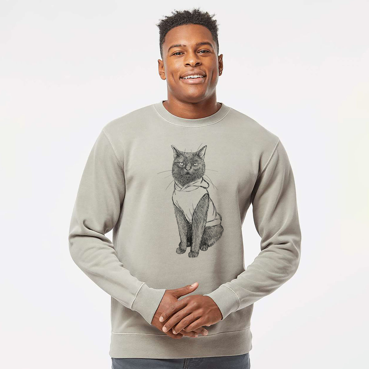 Doodled Simon Yosh the Bombay Cat - Unisex Pigment Dyed Crew Sweatshirt