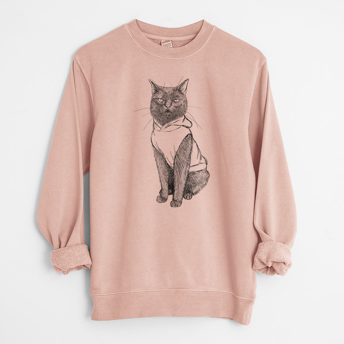 Doodled Simon Yosh the Bombay Cat - Unisex Pigment Dyed Crew Sweatshirt