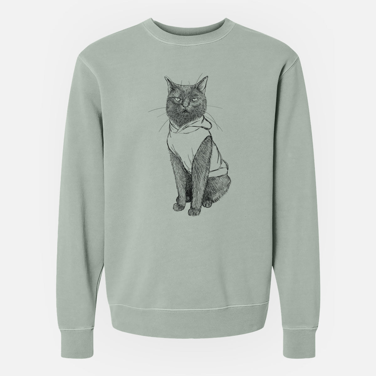 Doodled Simon Yosh the Bombay Cat - Unisex Pigment Dyed Crew Sweatshirt
