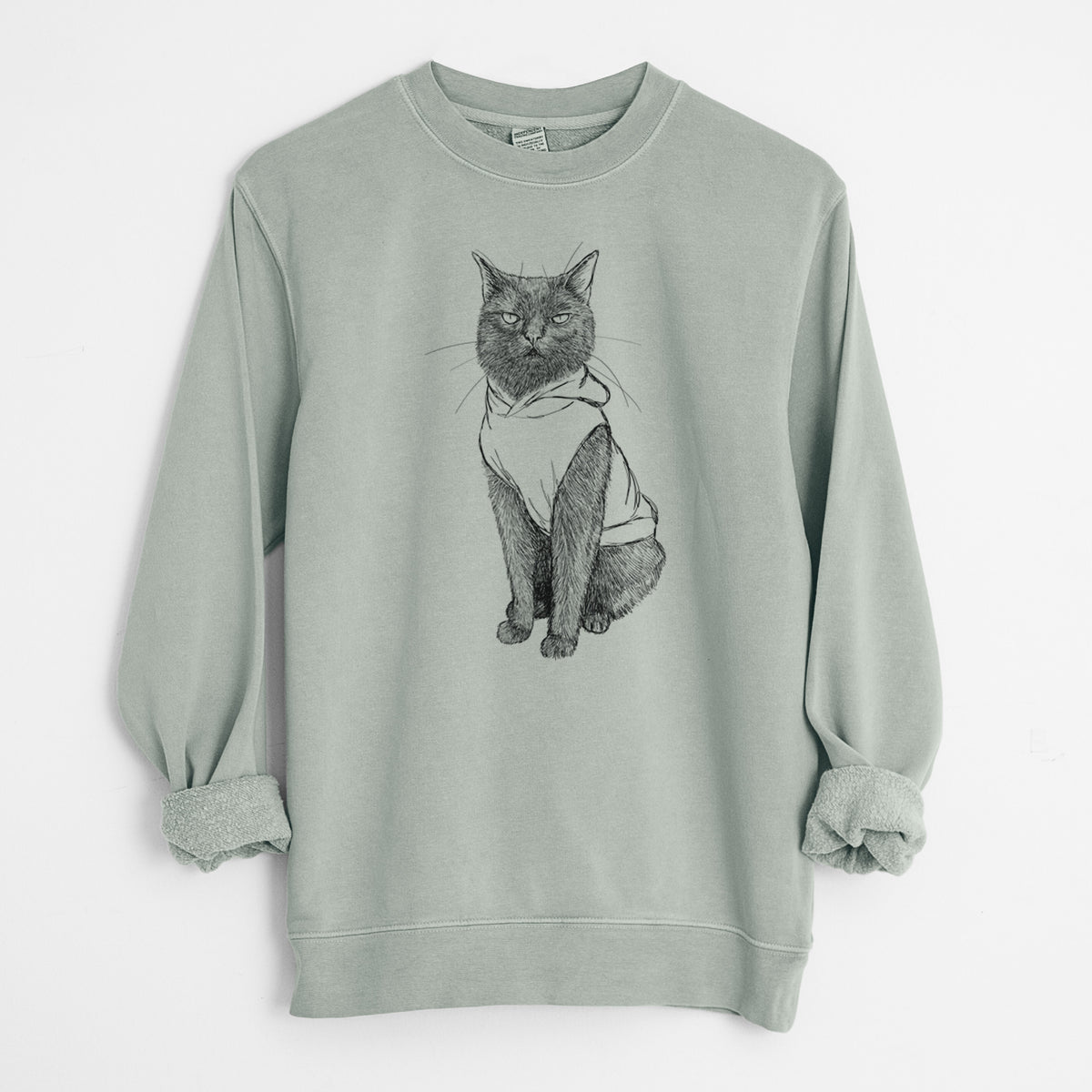 Doodled Simon Yosh the Bombay Cat - Unisex Pigment Dyed Crew Sweatshirt