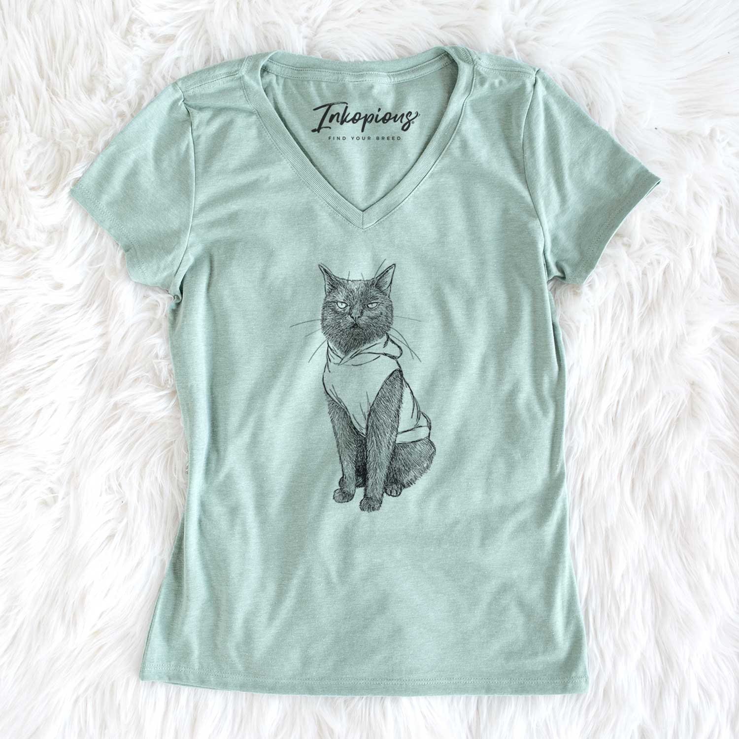 Doodled Simon Yosh the Bombay Cat - Women's V-neck Shirt