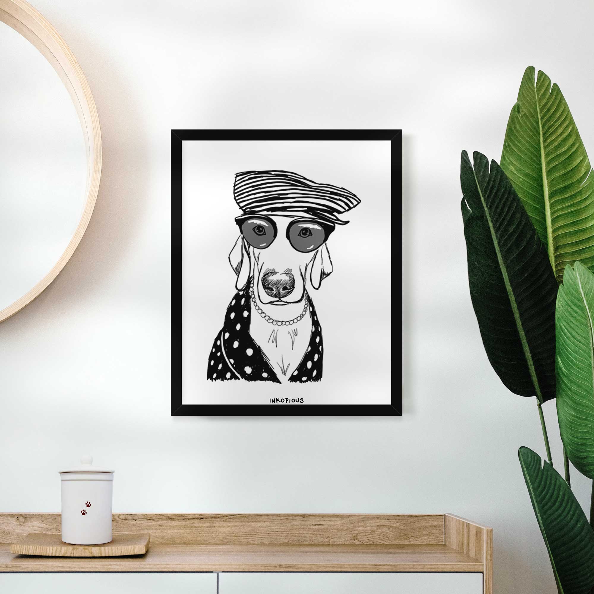 Doodled Skeeter the Weimaraner Art Print