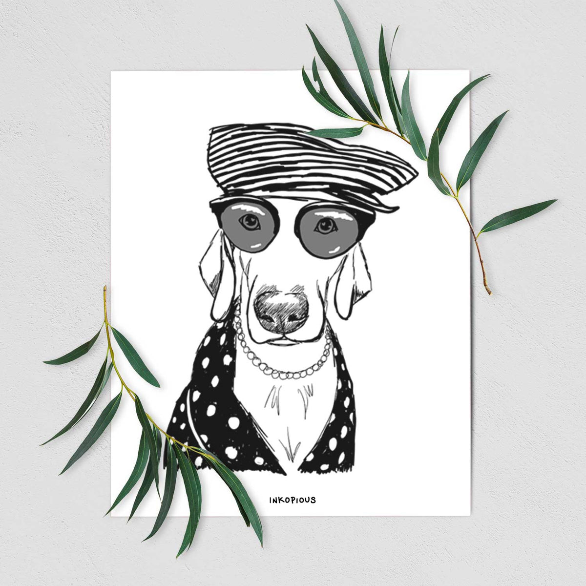 Doodled Skeeter the Weimaraner Art Print