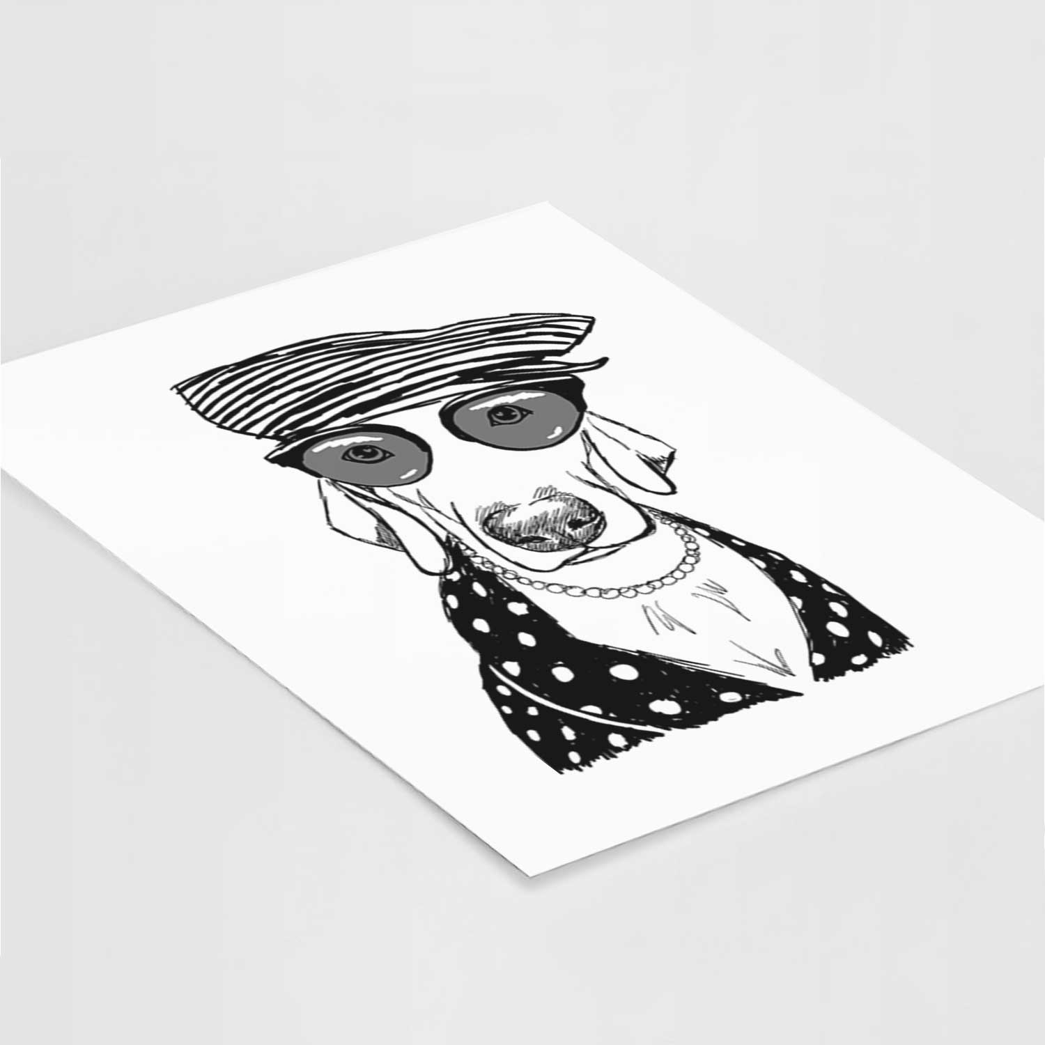 Doodled Skeeter the Weimaraner Art Print