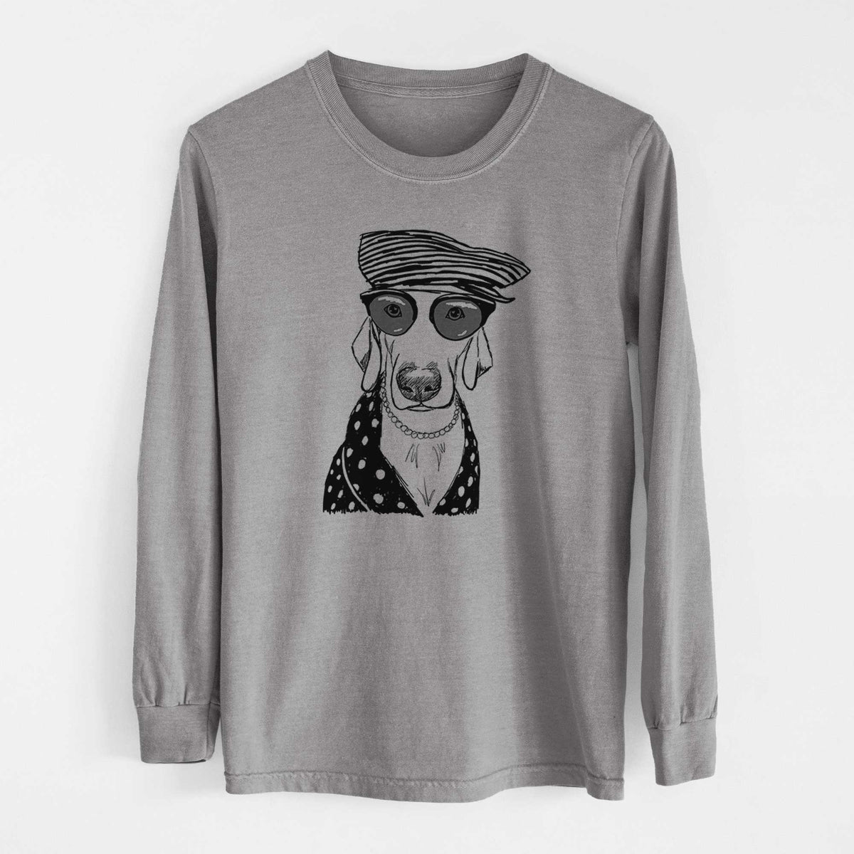Doodled Skeeter the Weimaraner - Heavyweight 100% Cotton Long Sleeve