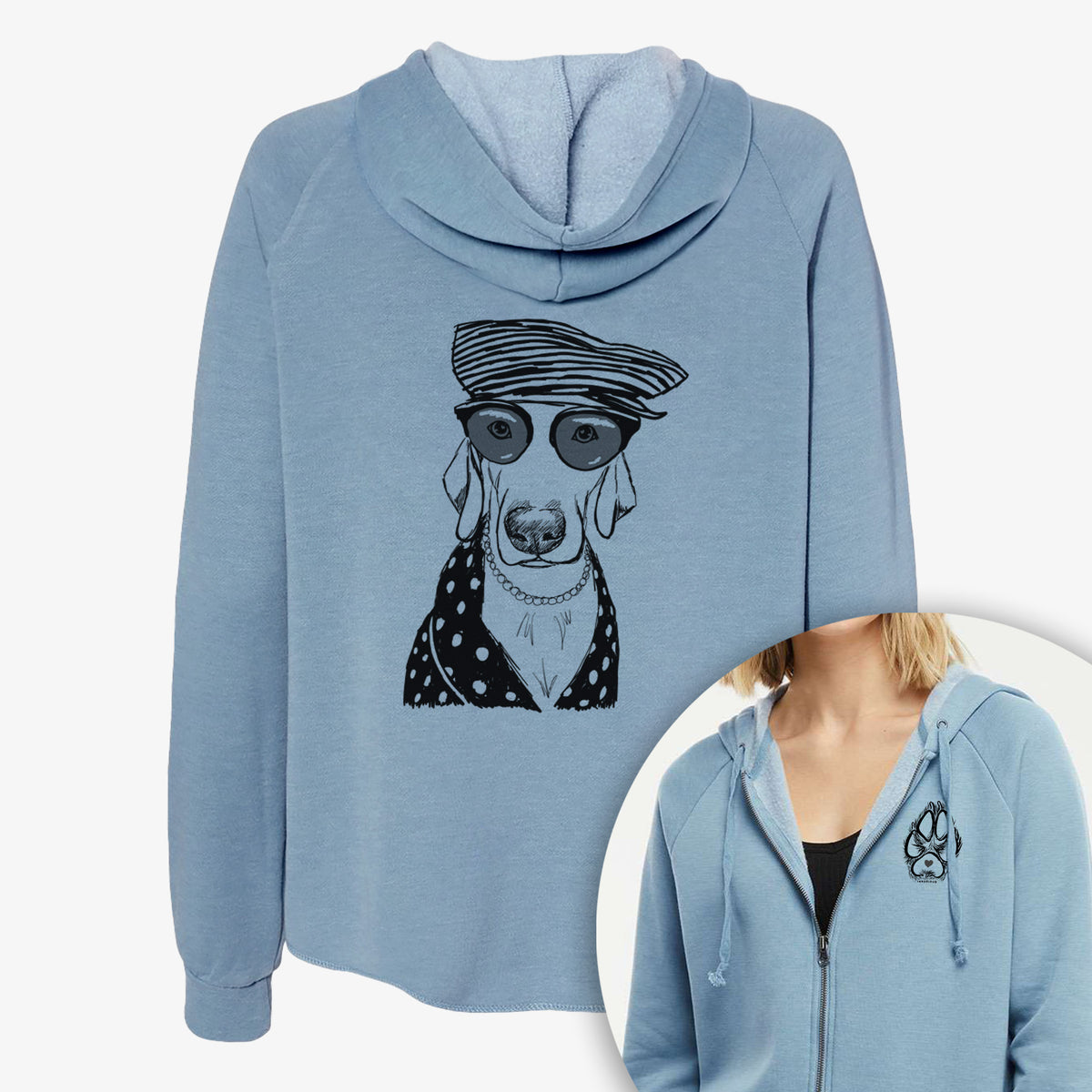 Doodled Skeeter the Weimaraner - Women&#39;s Cali Wave Zip-Up Sweatshirt