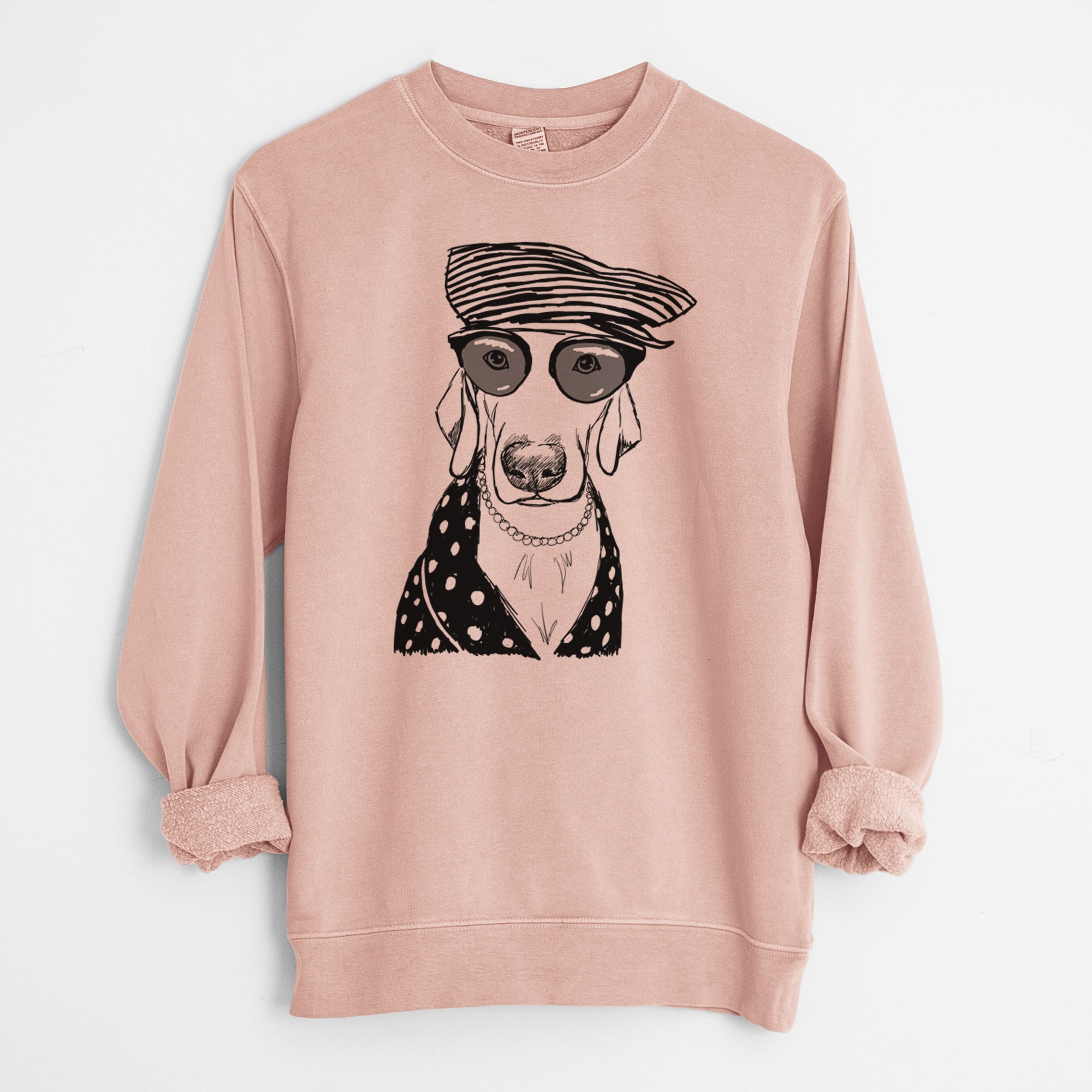 Doodled Skeeter the Weimaraner - Unisex Pigment Dyed Crew Sweatshirt