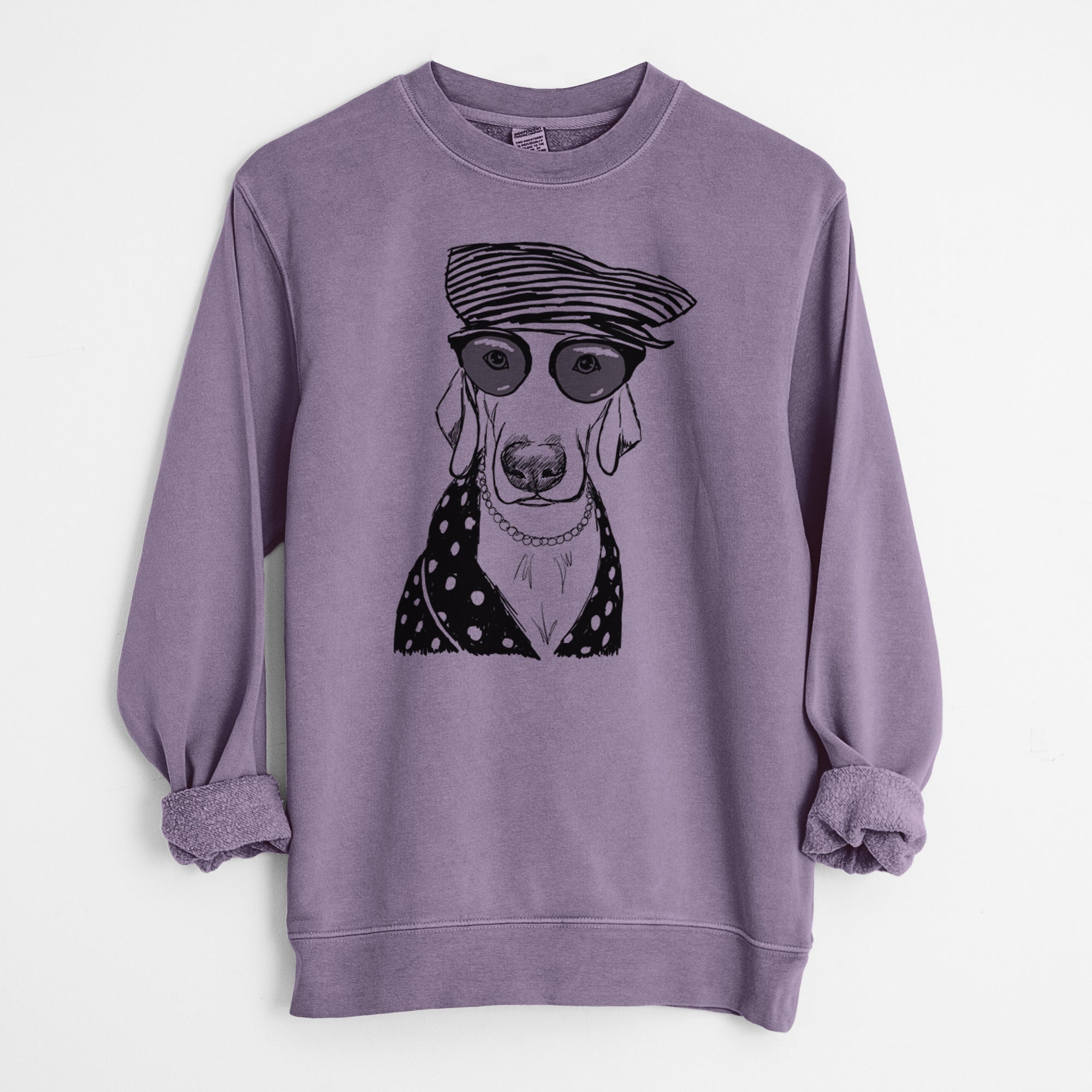 Doodled Skeeter the Weimaraner - Unisex Pigment Dyed Crew Sweatshirt