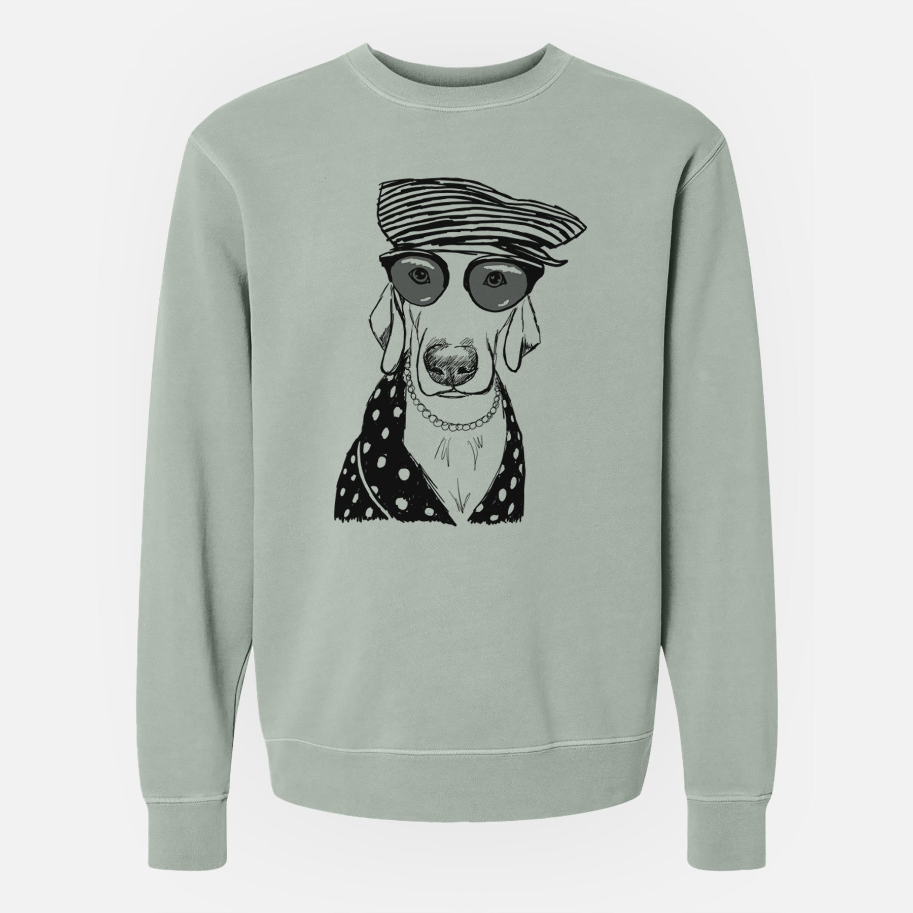 Doodled Skeeter the Weimaraner - Unisex Pigment Dyed Crew Sweatshirt