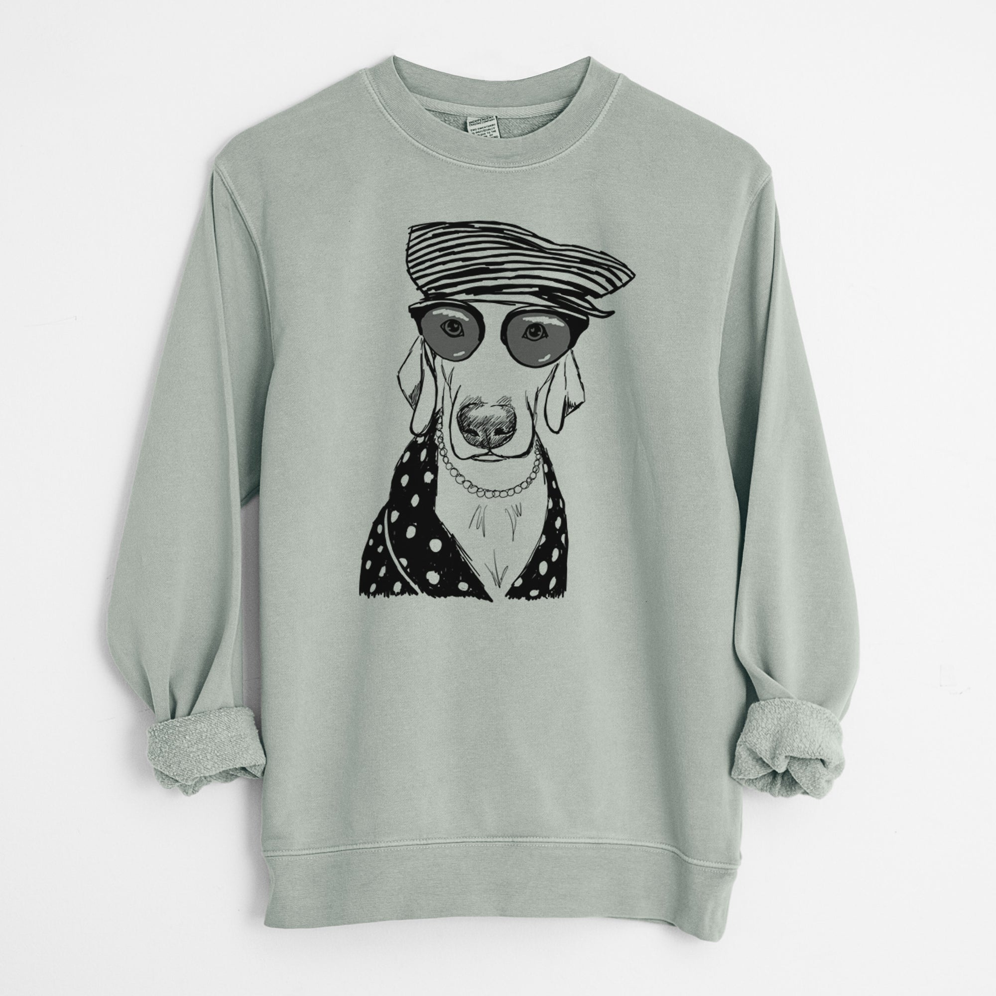 Doodled Skeeter the Weimaraner - Unisex Pigment Dyed Crew Sweatshirt